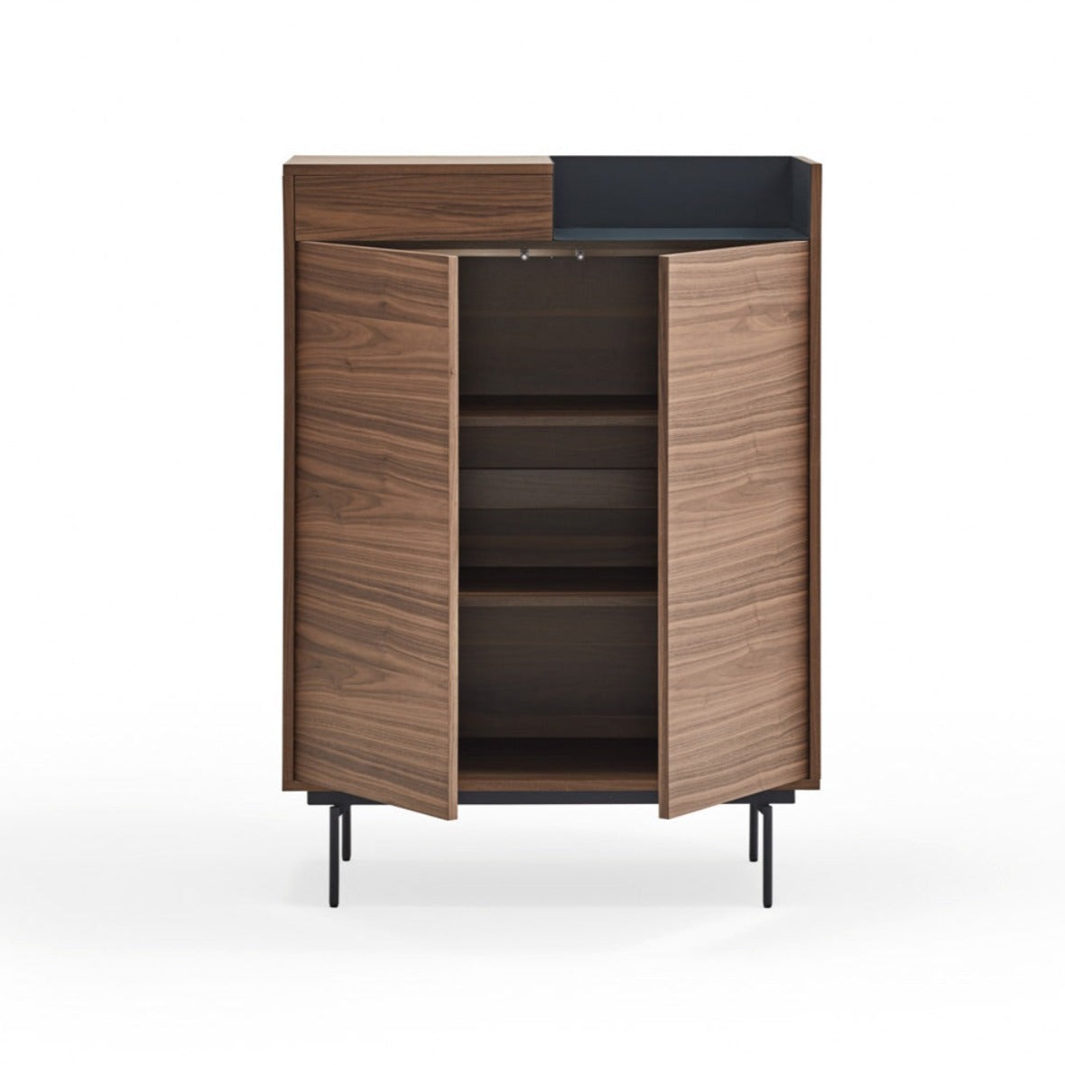 Buffet 2 portes 92x130 cm Valley de Teulat noyer/bleu