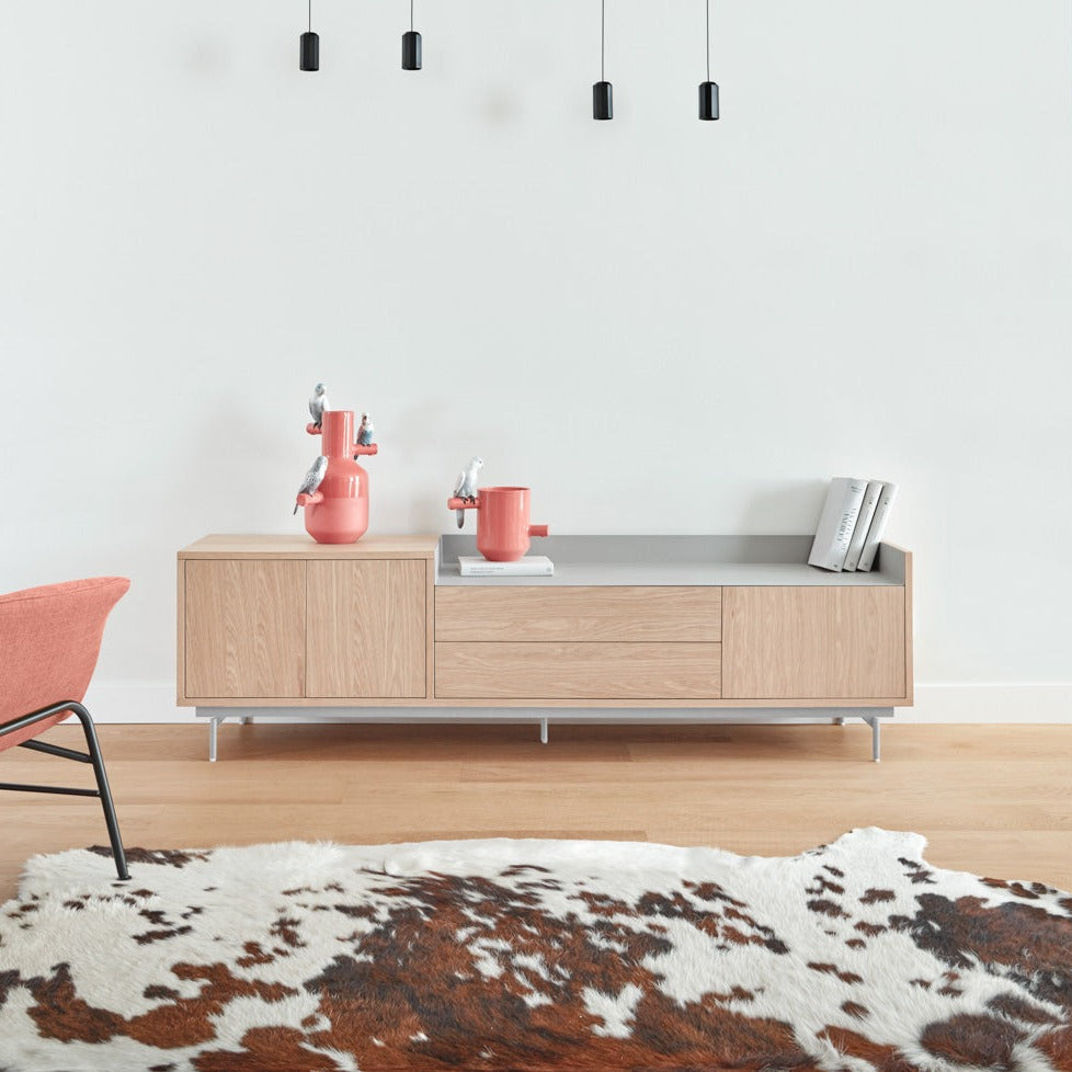 Meuble TV 180x40 cm Valley de Teulat chêne/gris clair