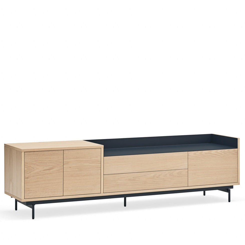 Meuble TV 180x40 cm Valley de Teulat chêne/bleu