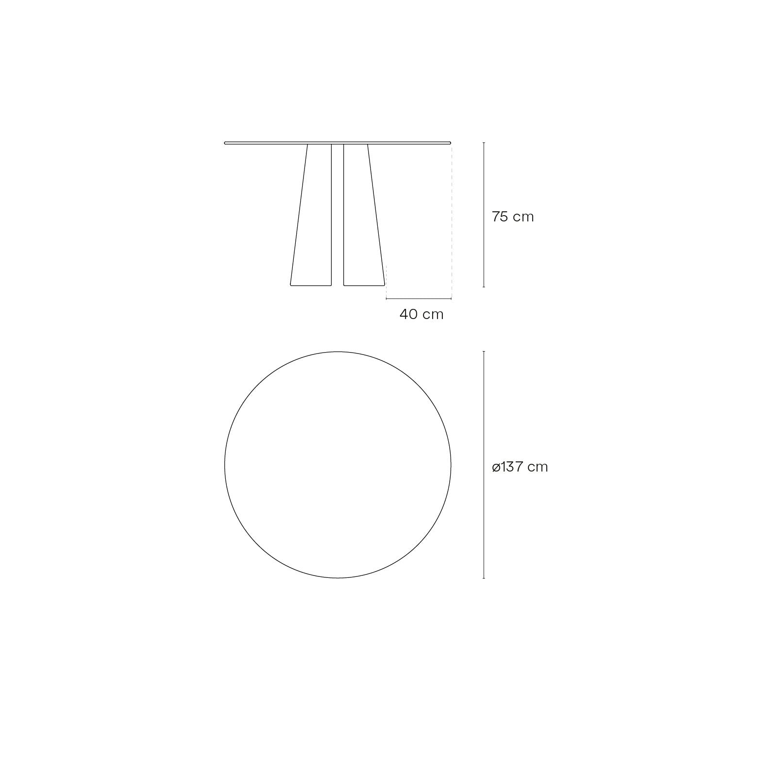Table ronde à manger 4 places Ø137 h75 cm Cep de Teulat en bois couleur naturelle