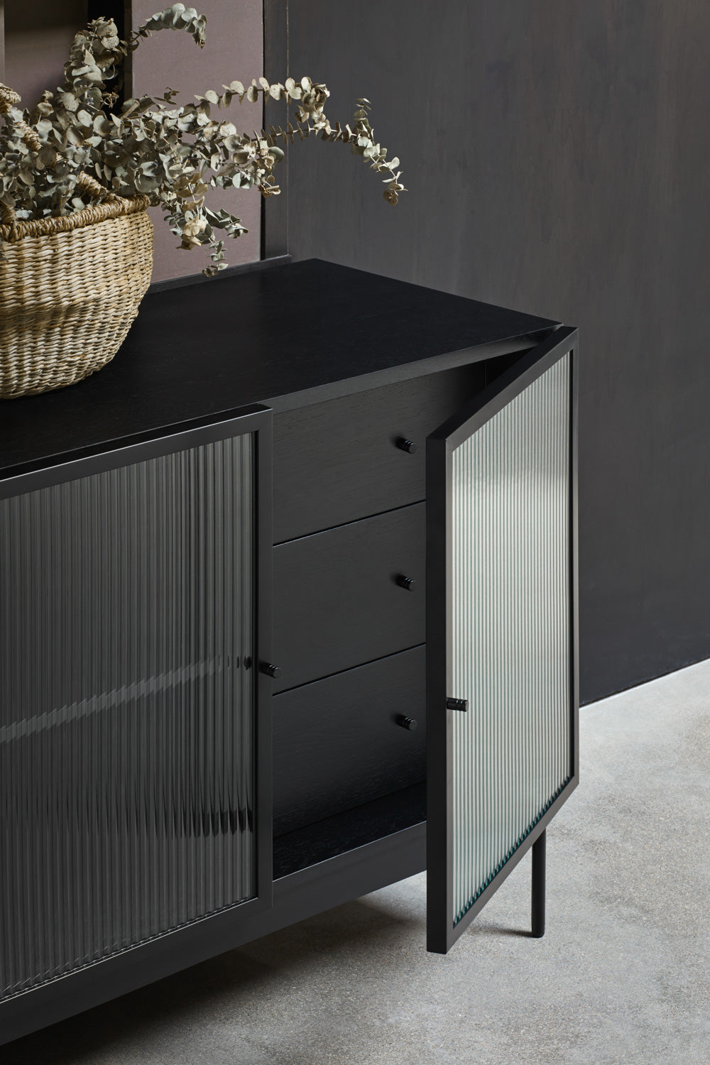 Buffet 4 portes 180x45 cm Blur de Teulat noir