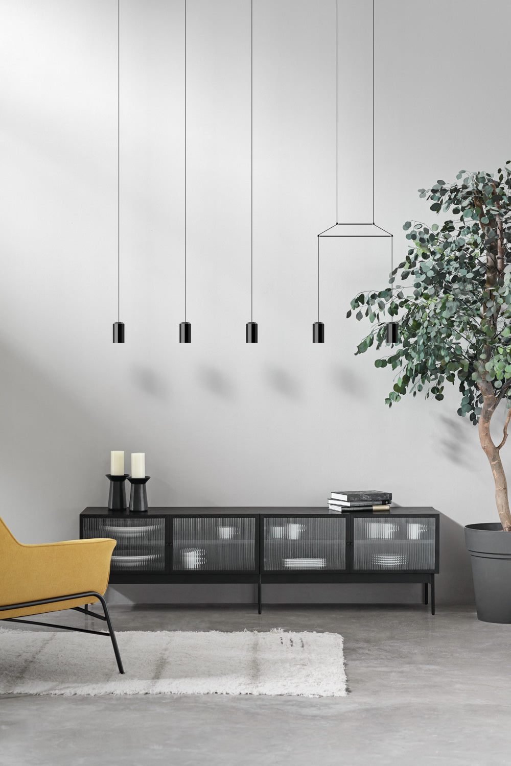 Meuble TV 4 portes vitrées 180x40 cm Blur par Teulat noir