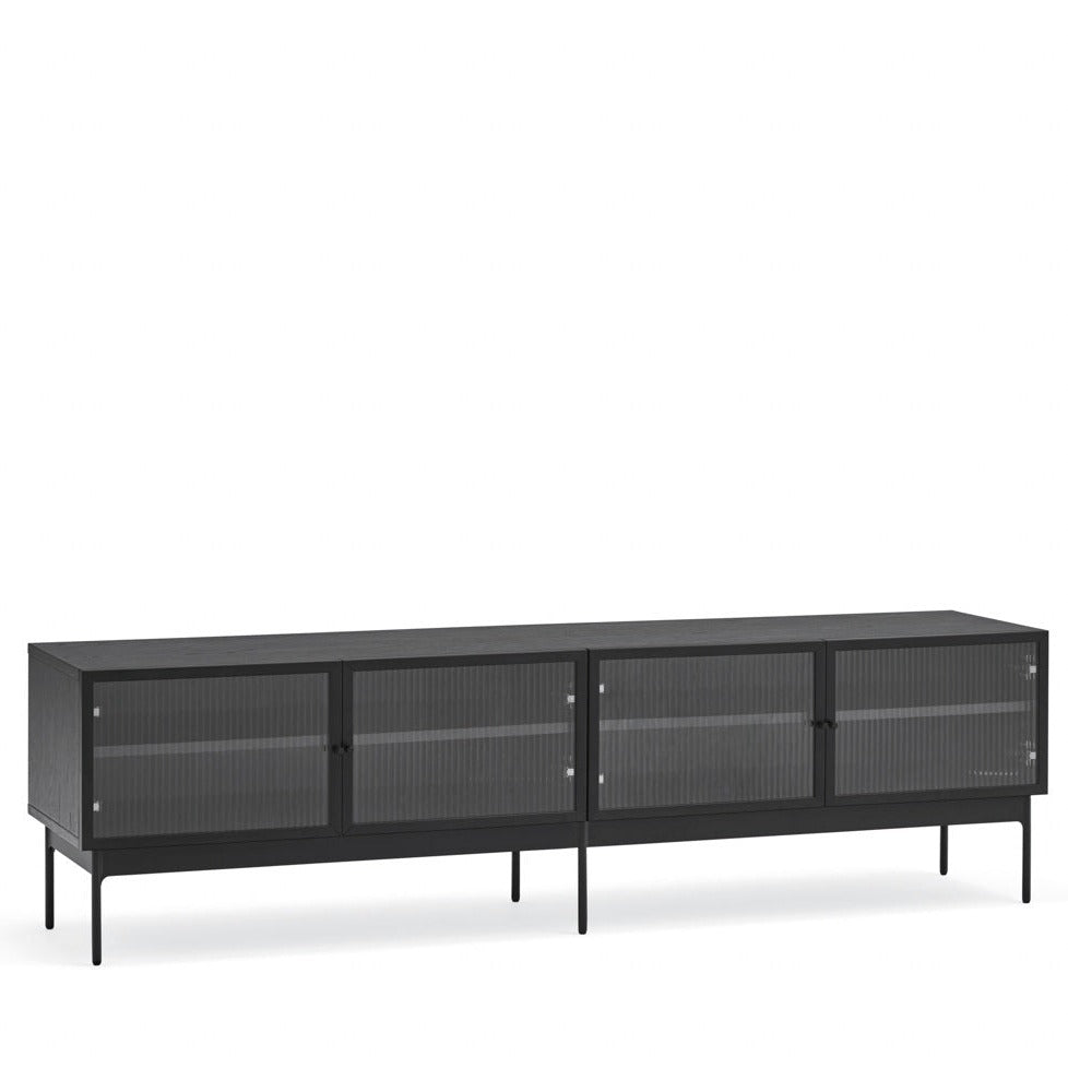 Meuble TV 4 portes vitrées 180x40 cm Blur par Teulat noir