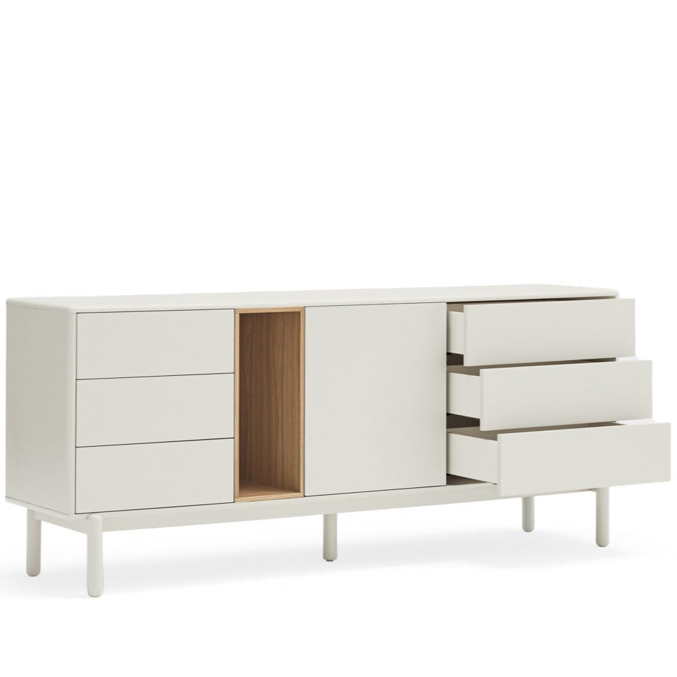 Buffet 6 tiroirs 1 porte 180x40 cm Corvo de Teulat crème