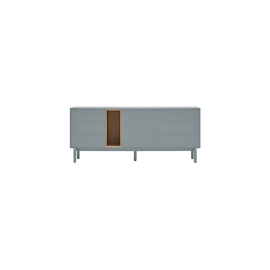 Buffet 6 tiroirs 1 porte 180x40 cm Corvo de Teulat gris perle