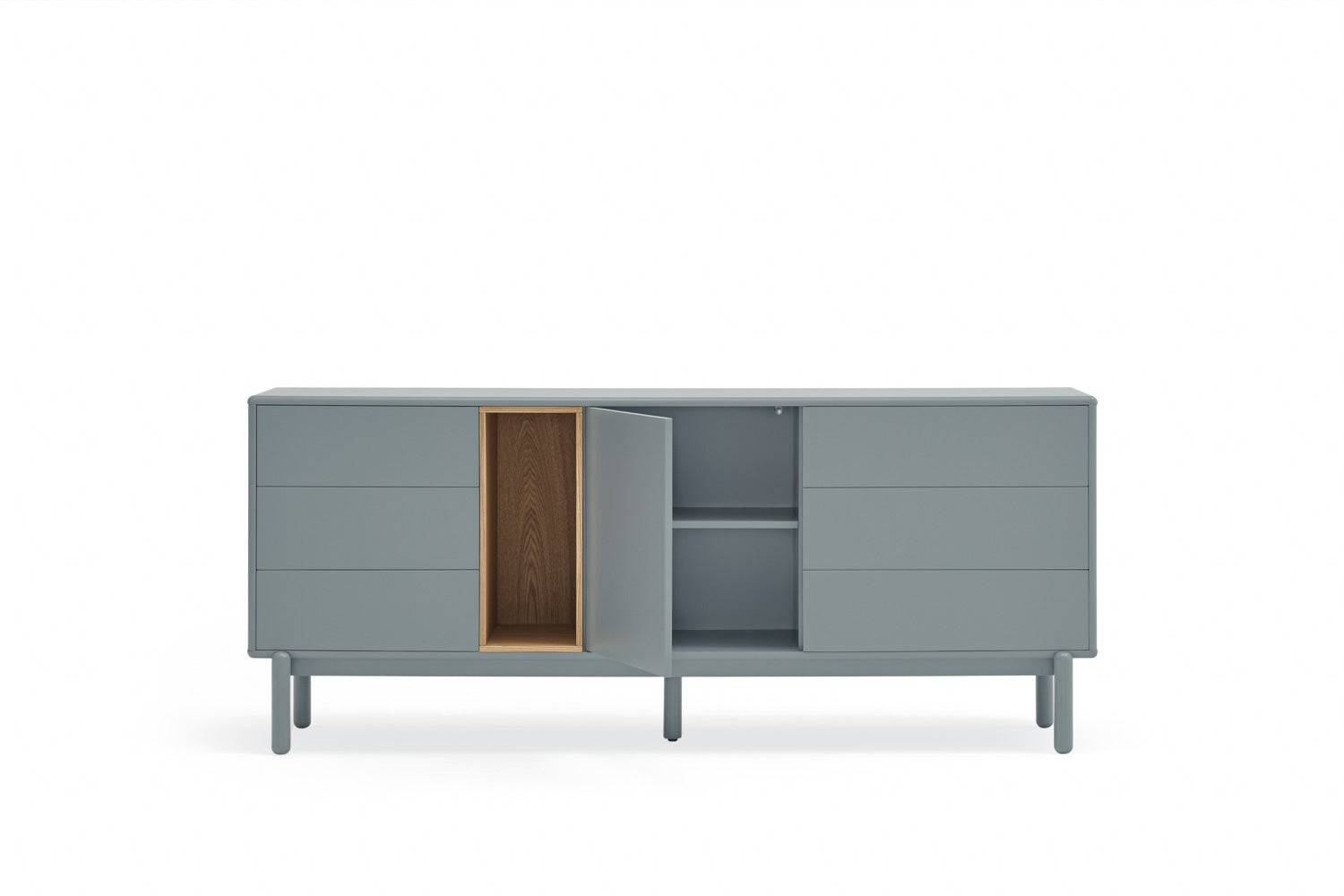 Buffet 6 tiroirs 1 porte 180x40 cm Corvo de Teulat gris perle