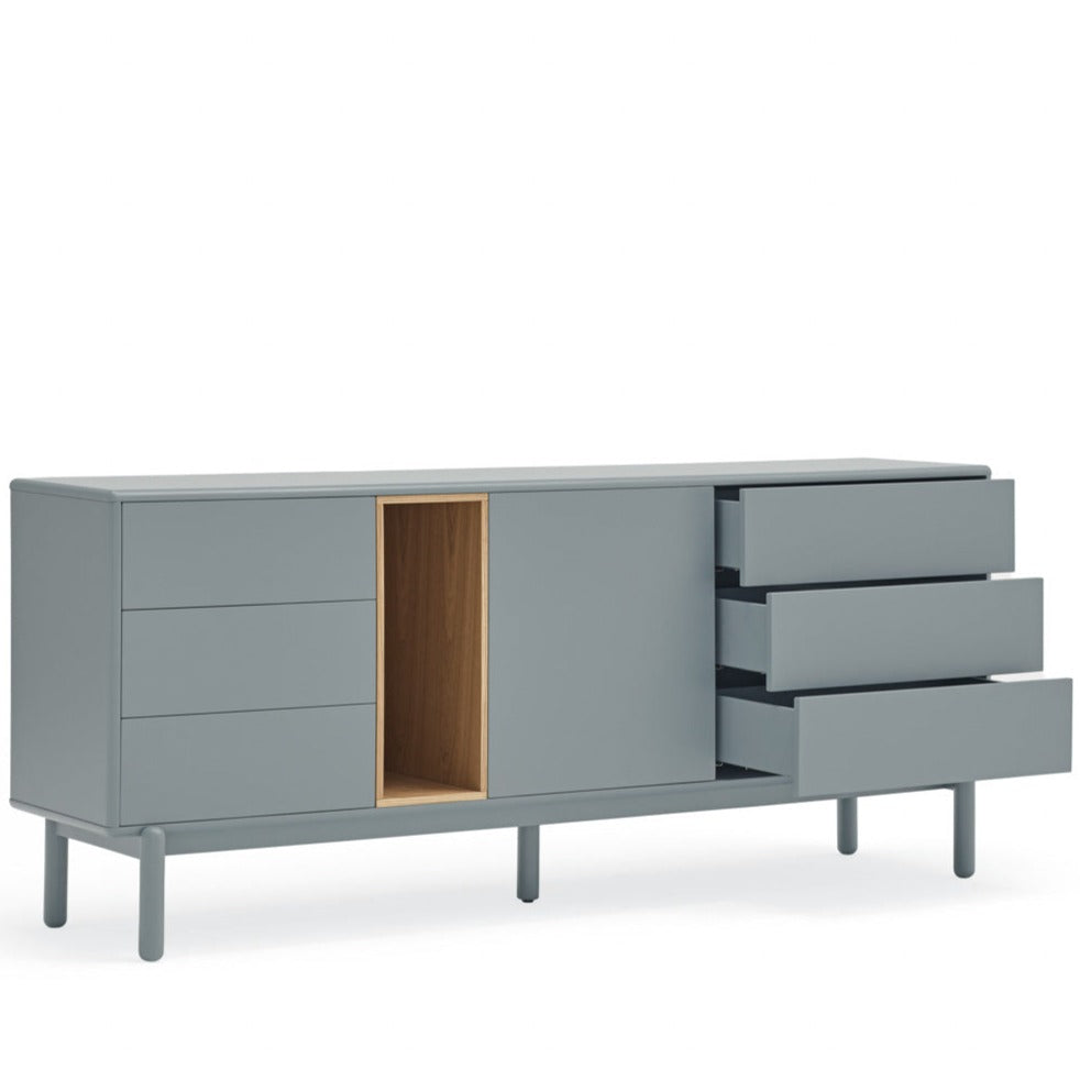 Buffet 6 tiroirs 1 porte 180x40 cm Corvo de Teulat gris perle