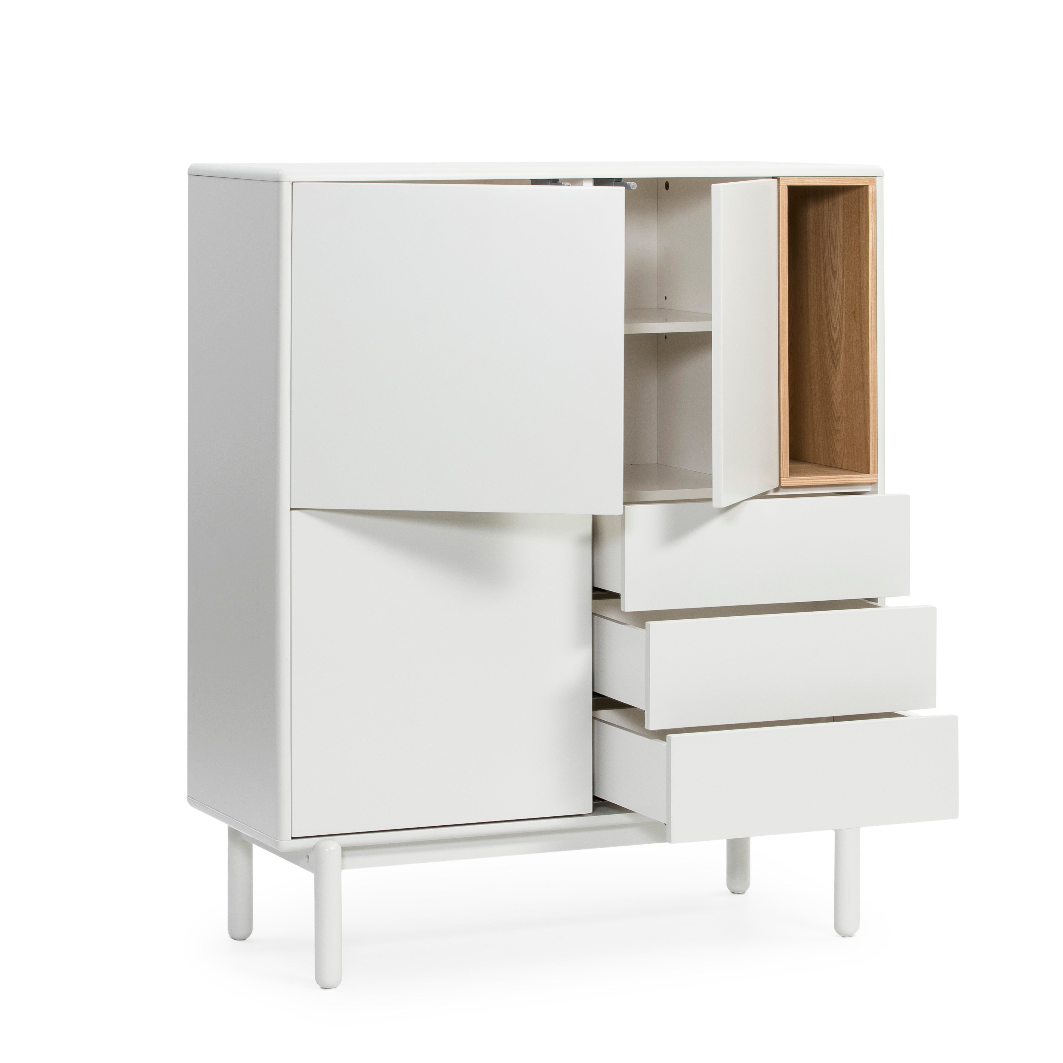Buffet moderne 3 portes 3 tiroirs 100x120 cm Corvo de Teulat crème