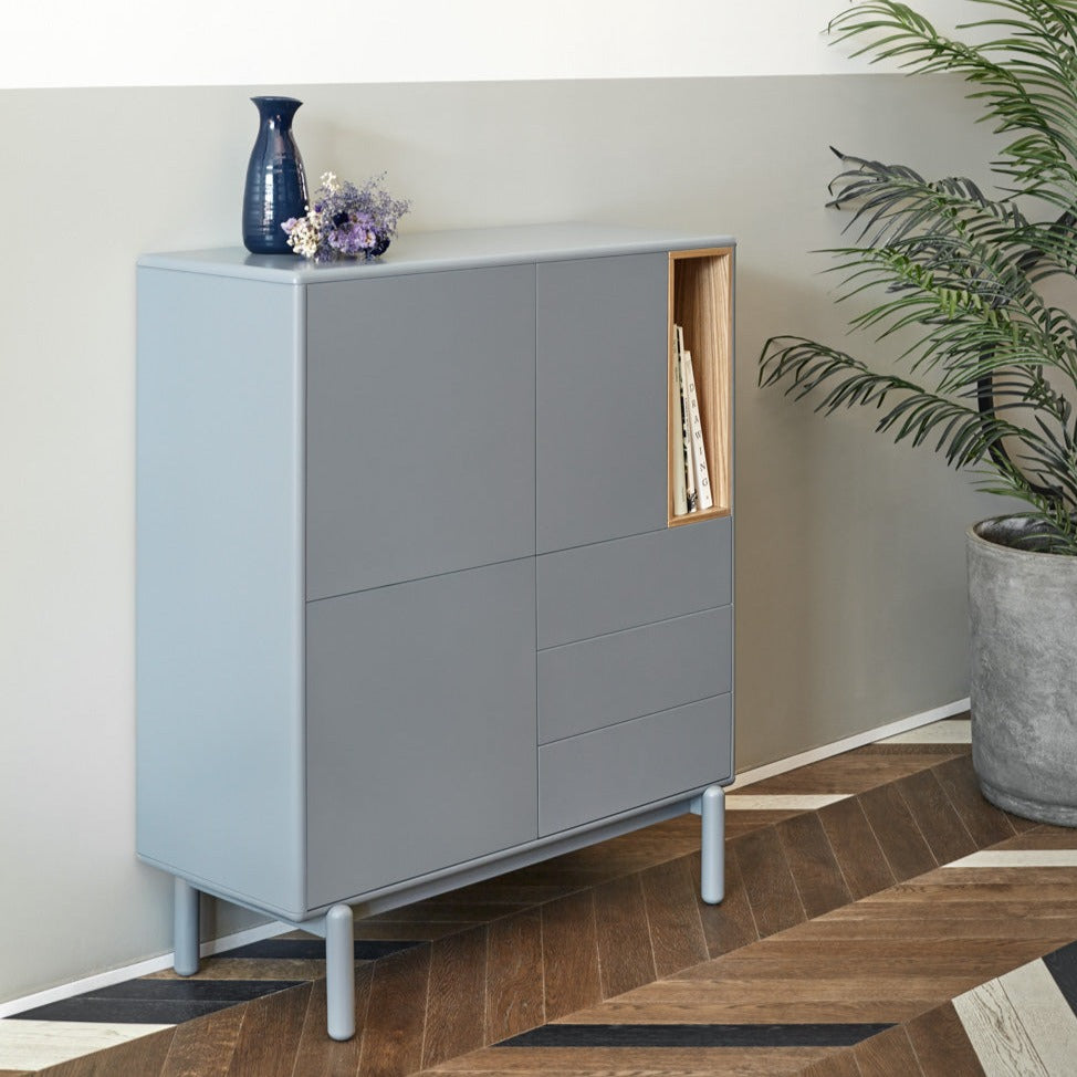 Buffet 3 portes 3 tiroirs 100x120 cm Corvo de Teulat gris perle