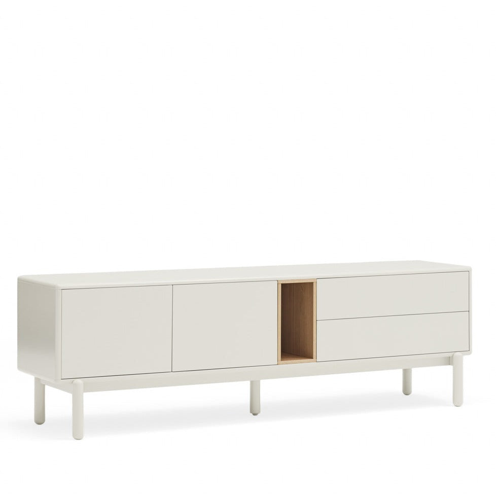 Meuble TV 2 portes 2 tiroirs 180x40 cm Corvo de Teulat crème