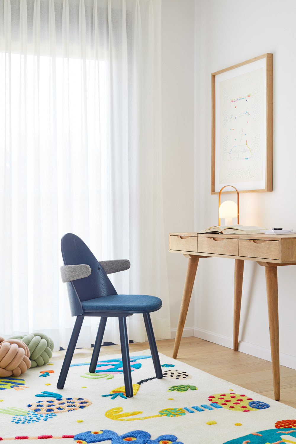 Lot de 2 chaises Uma bleue avec accoudoirs