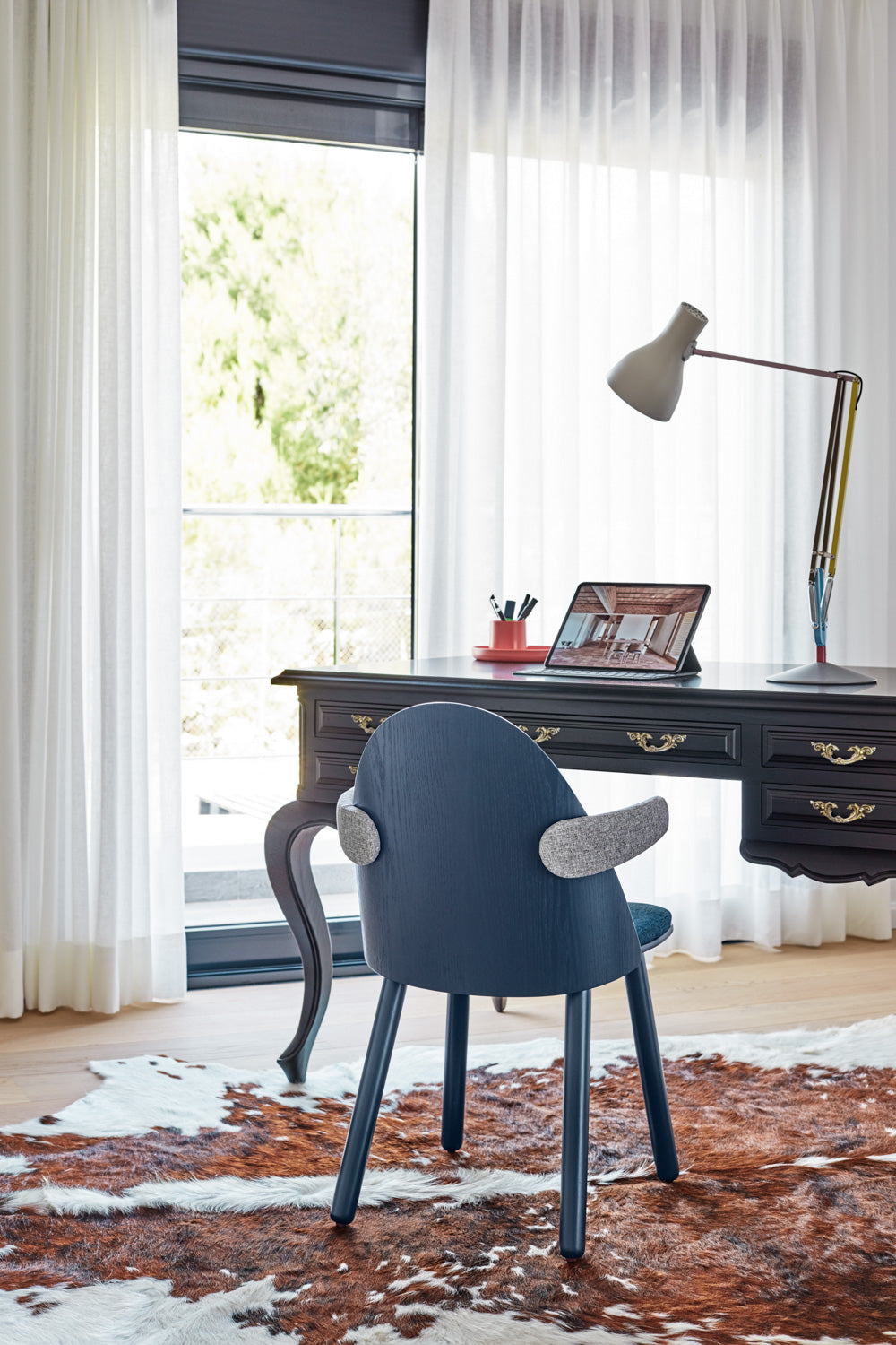 Lot de 2 chaises Uma bleue avec accoudoirs