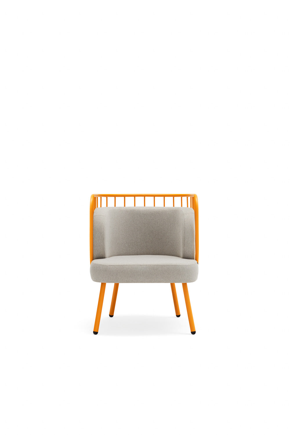 Fauteuil 67x83 h44 cm Nabi en tissu gris et structure en métal moutarde