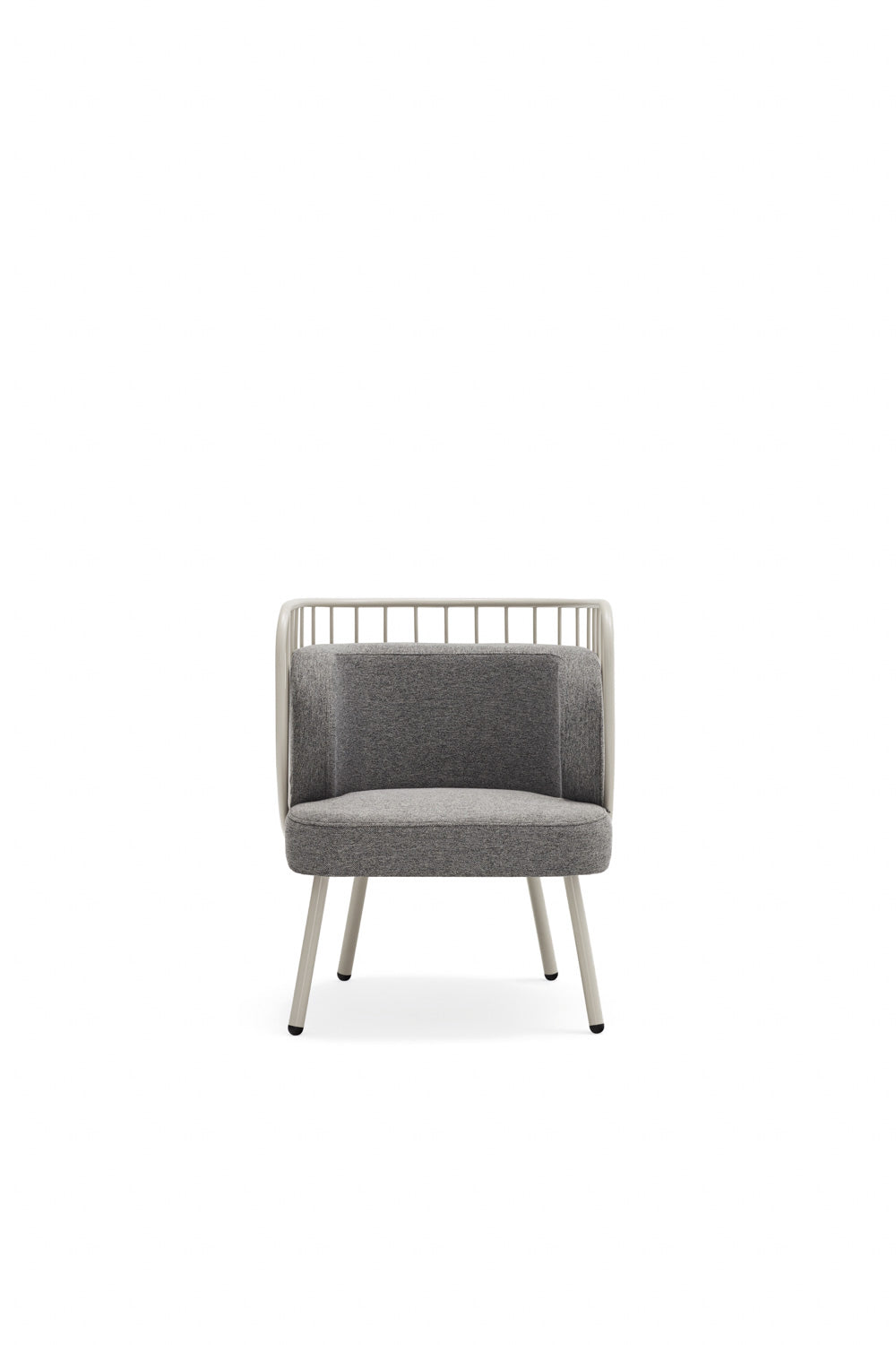 Fauteuil 67x83 h44 cm Nabi en tissu gris et structure en métal crème