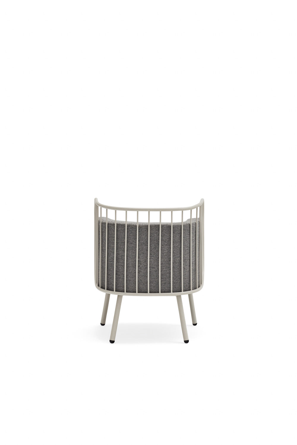 Fauteuil 67x83 h44 cm Nabi en tissu gris et structure en métal crème