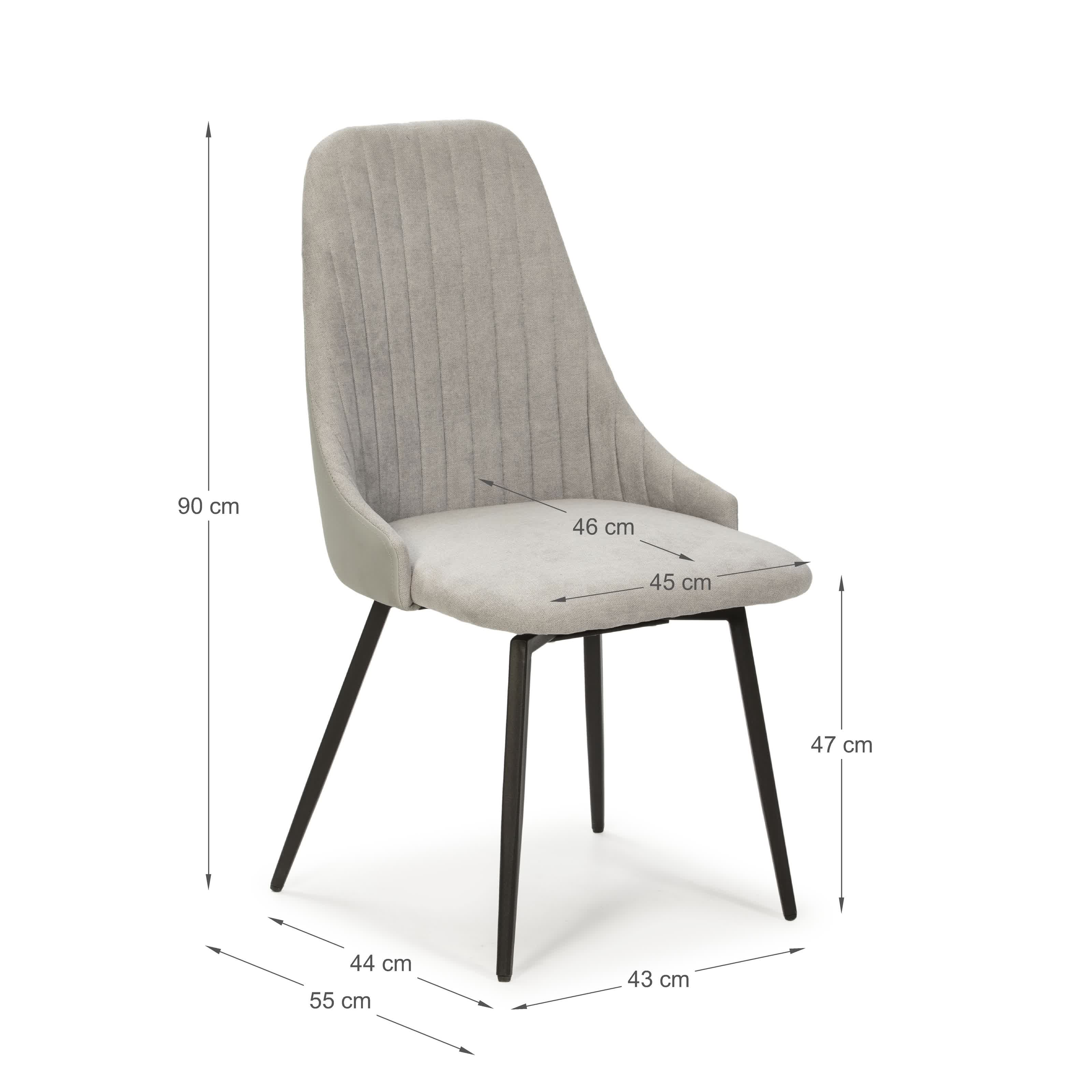 Set di 2 sedie in tessuto con gambe in metallo Elisa 43x44 h90 cm