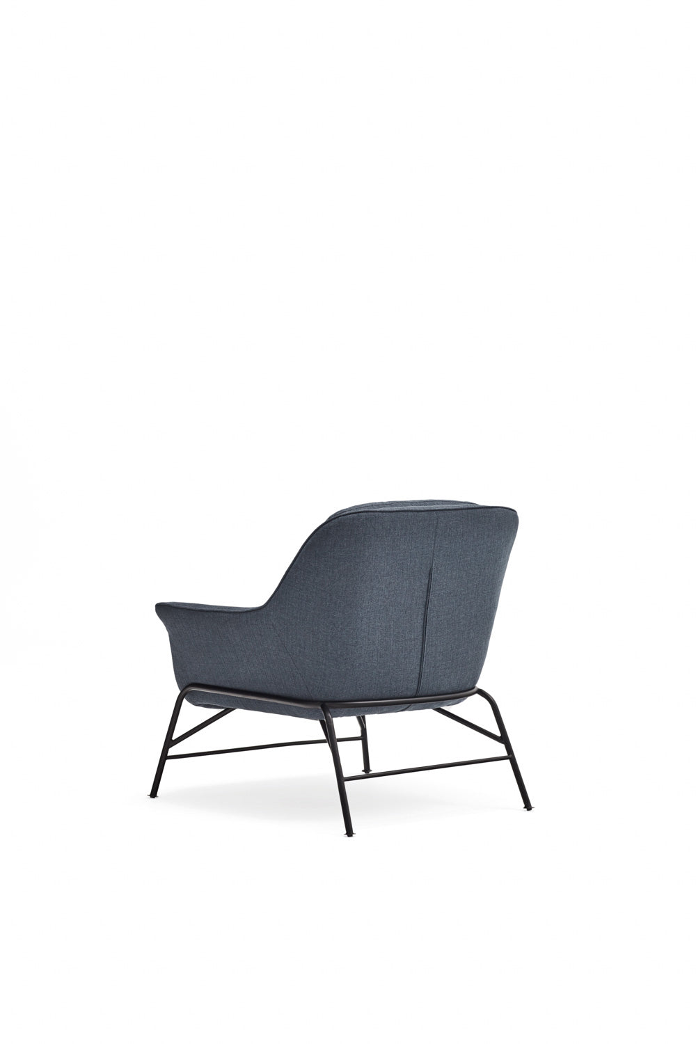 Fauteuil moderne Sadira avec accoudoirs en tissu bleu