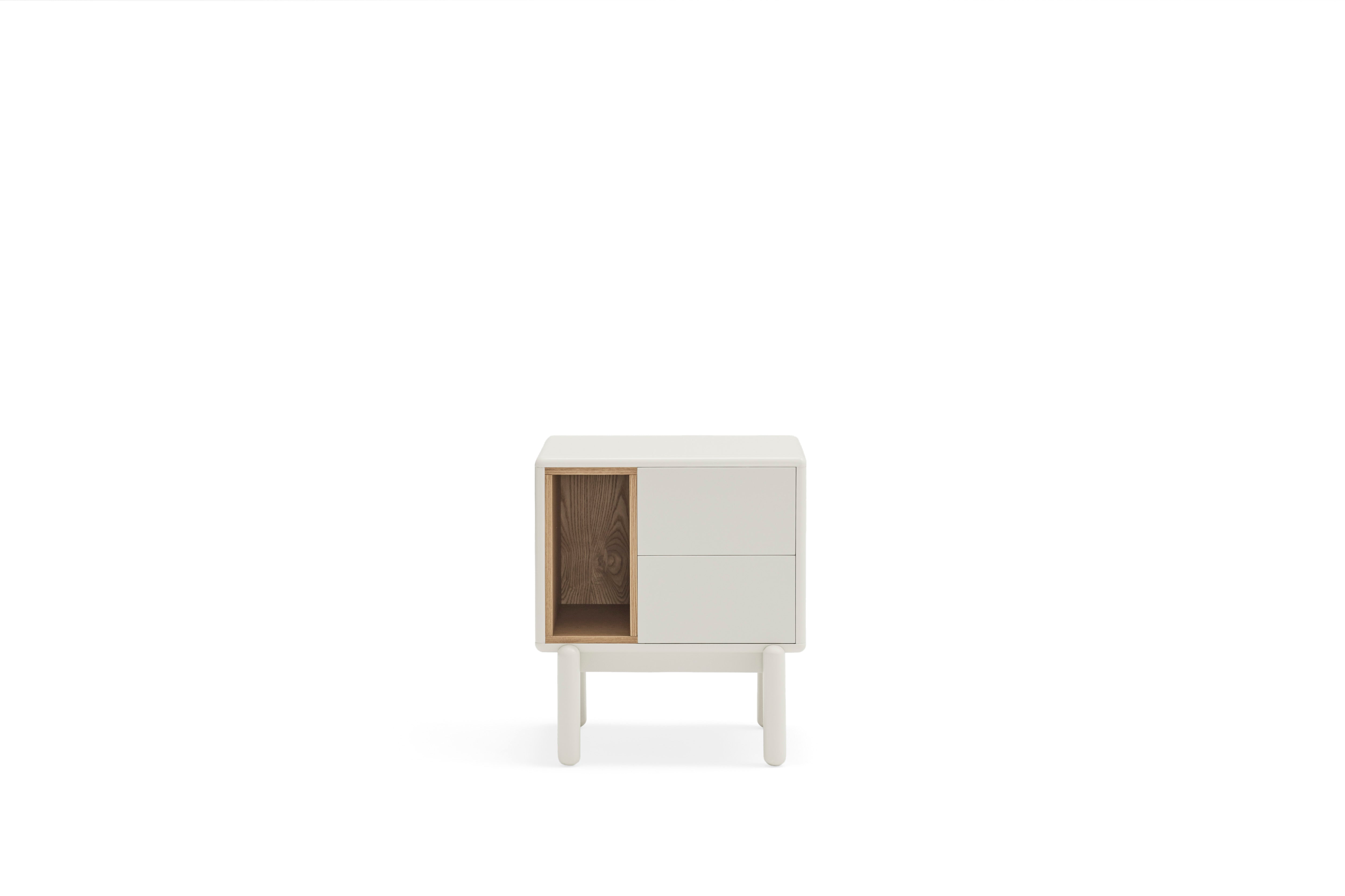Table de chevet 2 tiroirs 48x35 cm Corvo de Teulat crème