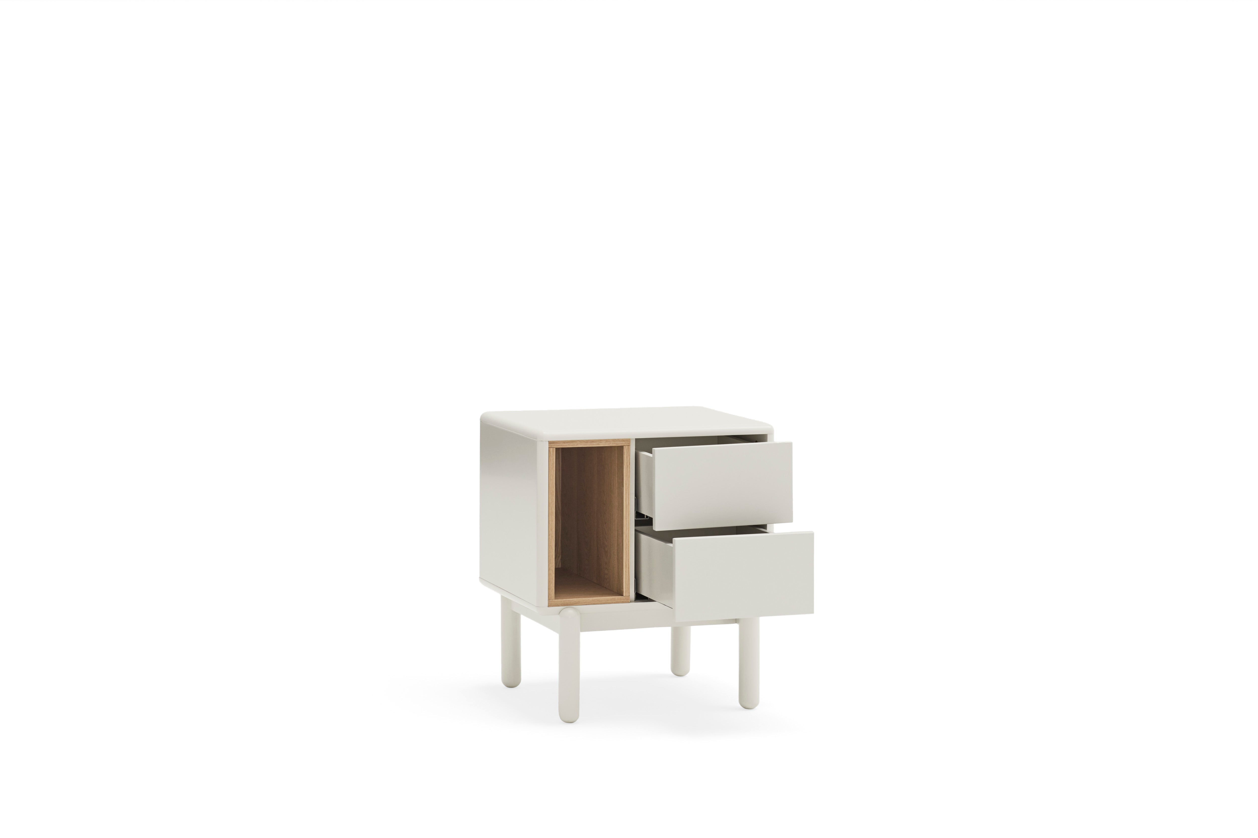 Table de chevet 2 tiroirs 48x35 cm Corvo de Teulat crème