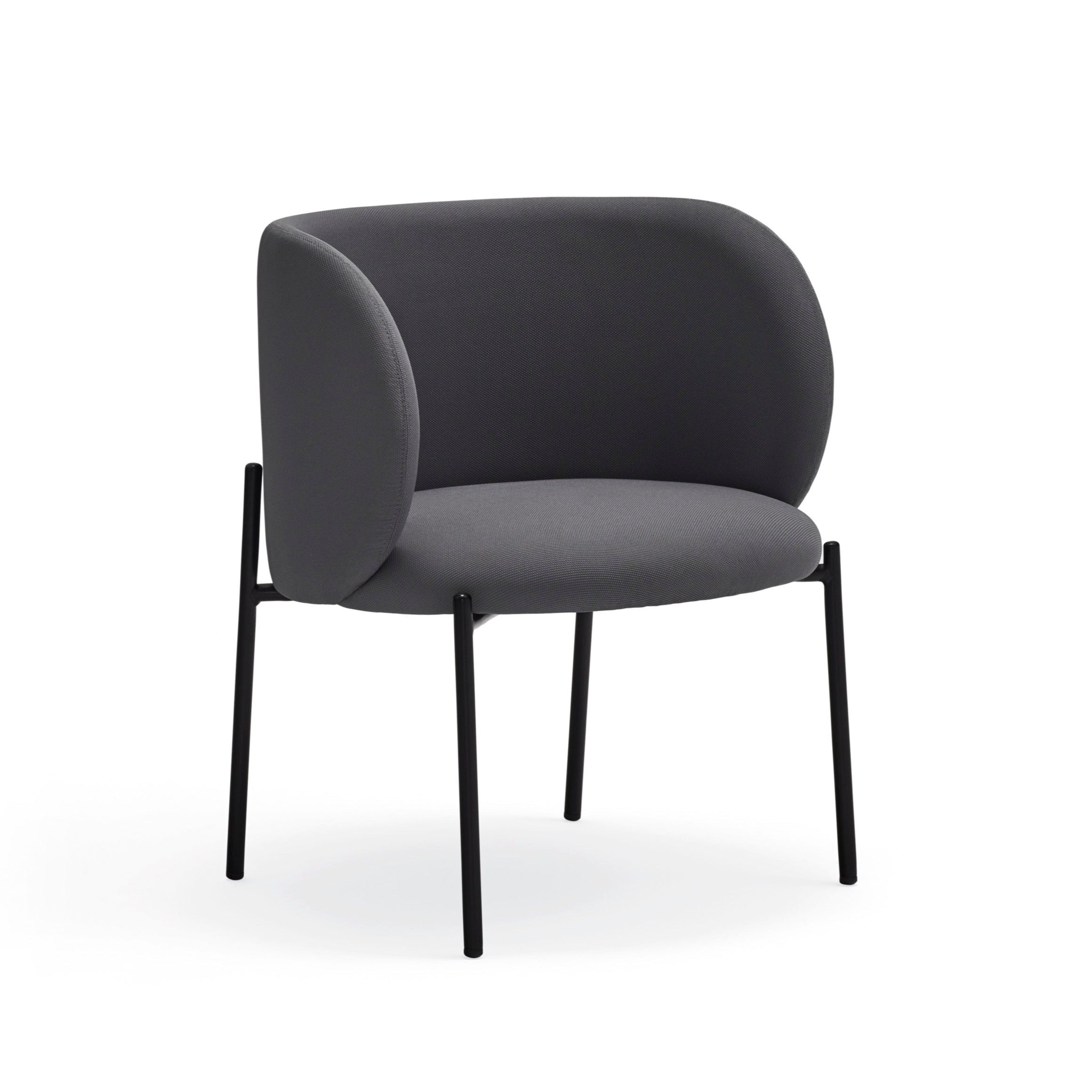 Fauteuil 66x74 h49 cm Mogi en tissu gris foncé avec structure en métal