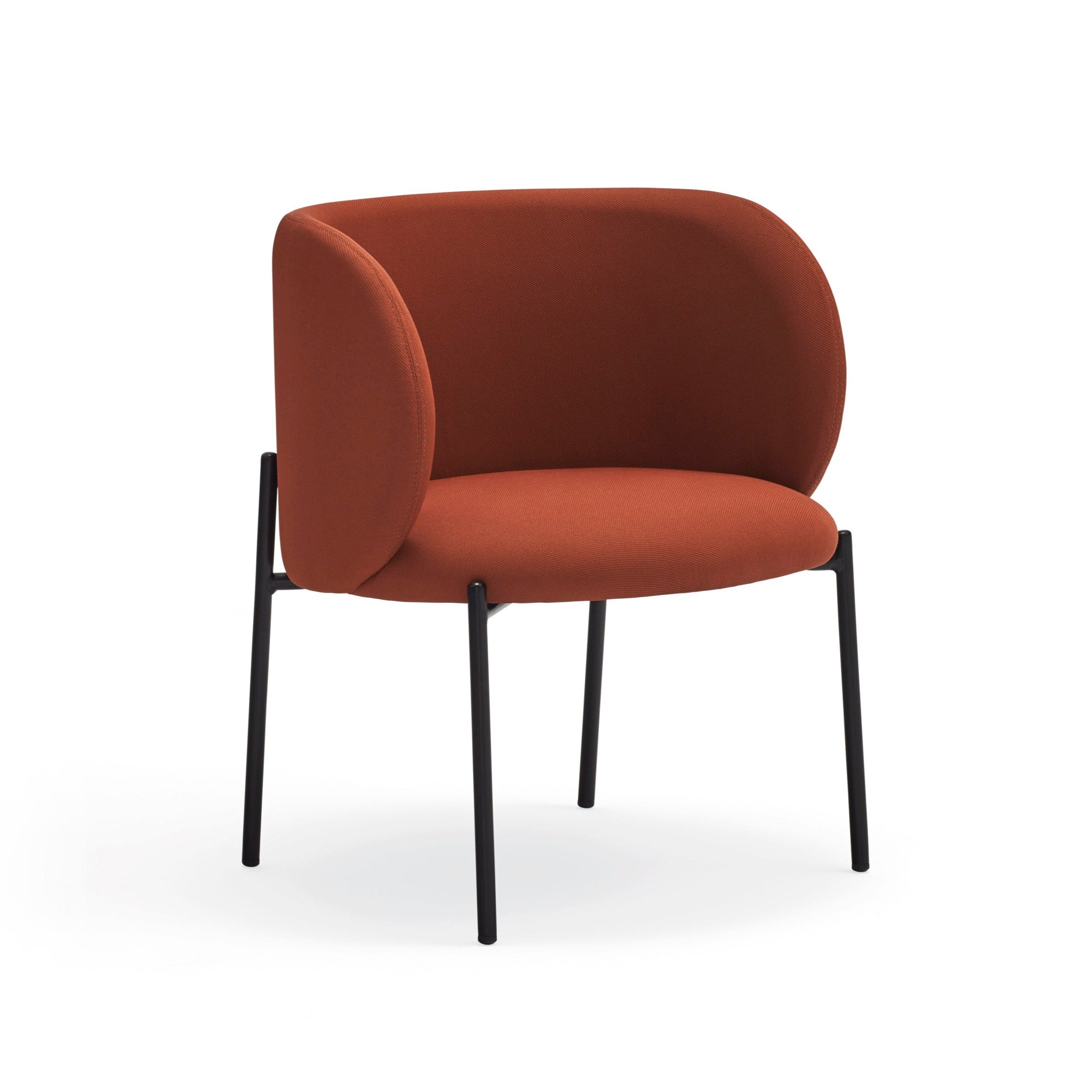 Fauteuil 66x74 h49 Mogi en tissu rouge avec structure en métal