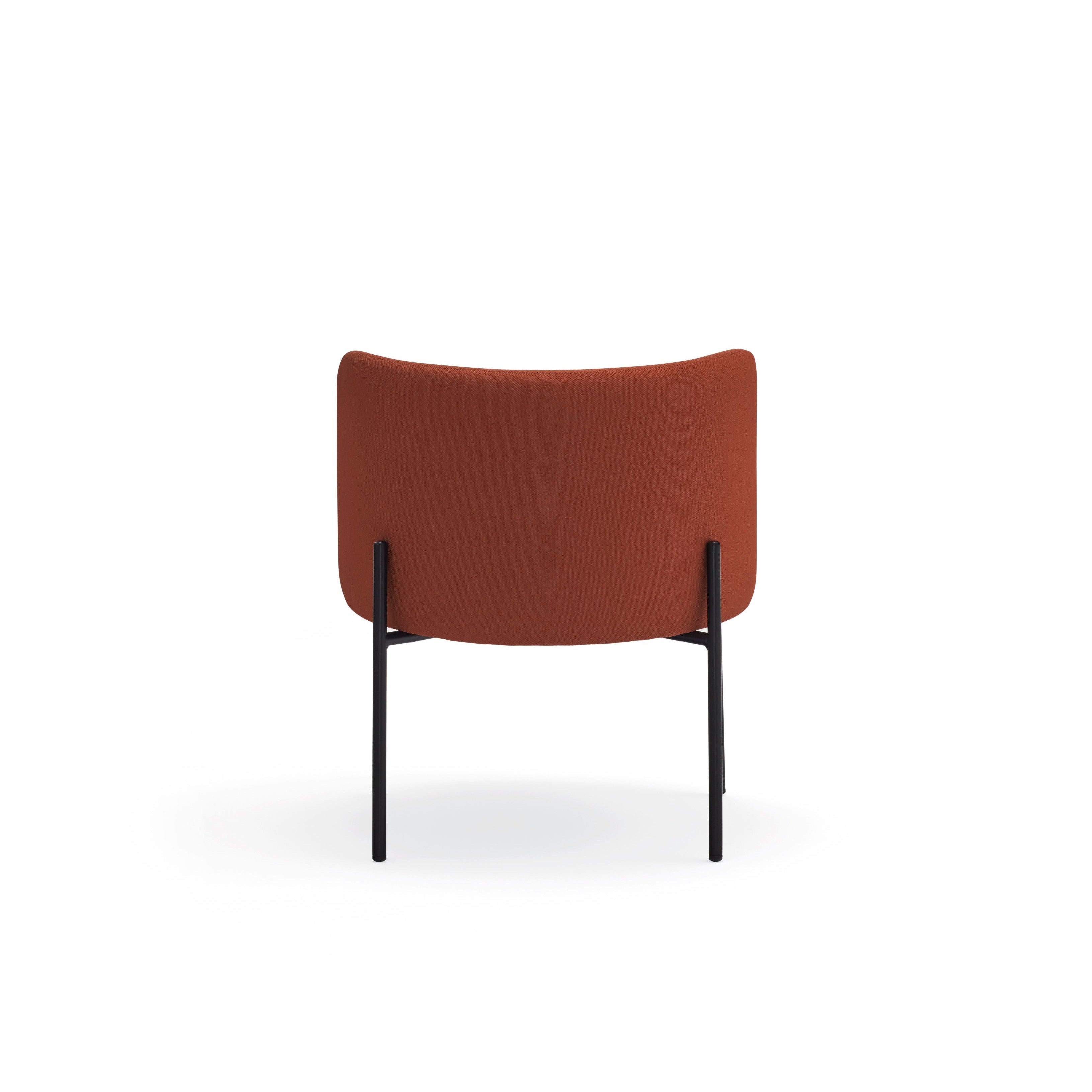 Fauteuil 66x74 h49 Mogi en tissu rouge avec structure en métal