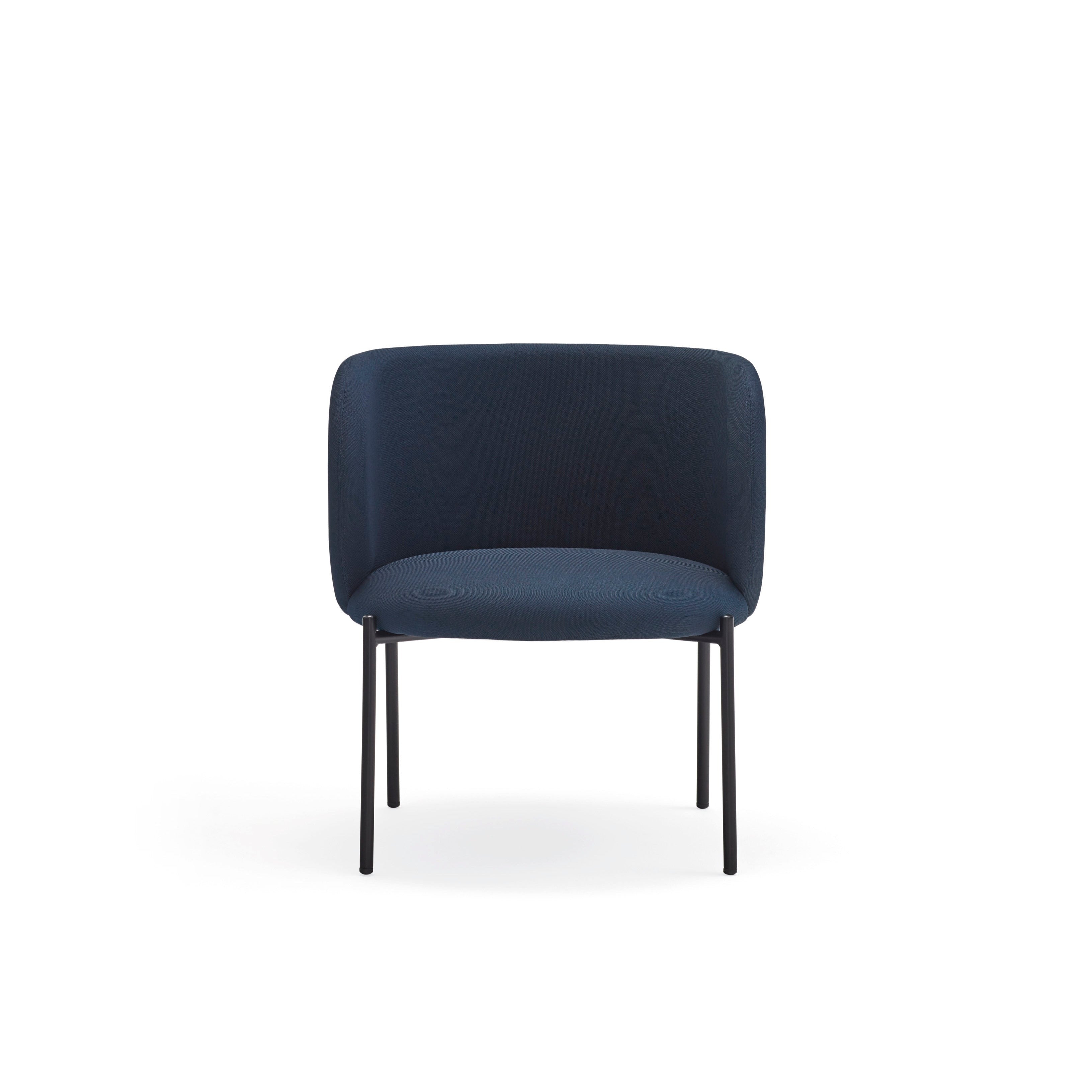 Fauteuil 66x74 h49 en tissu bleu avec structure en métal
