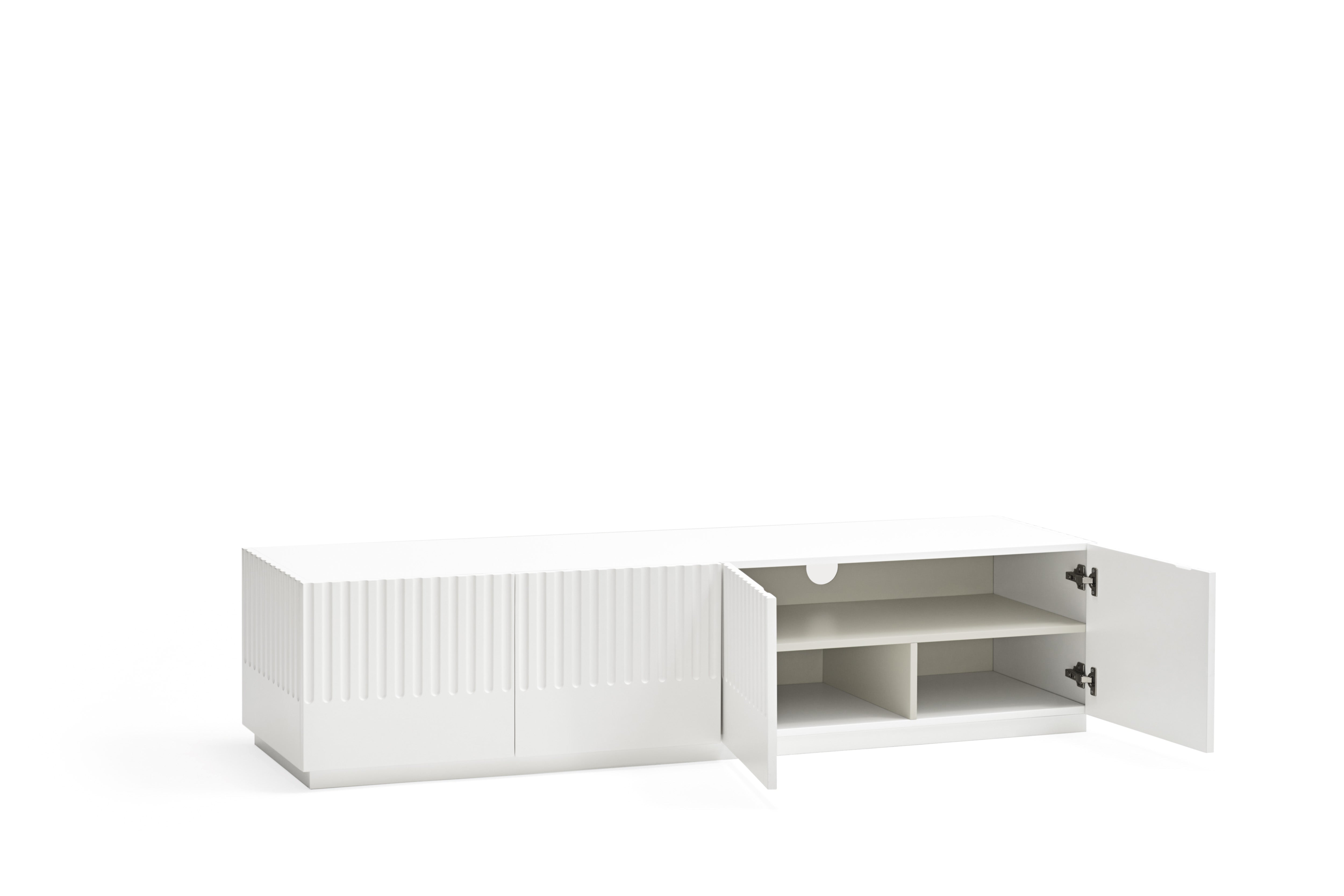 Meuble TV de salon 182x48 cm 4 portes Doric de Teulat blanc