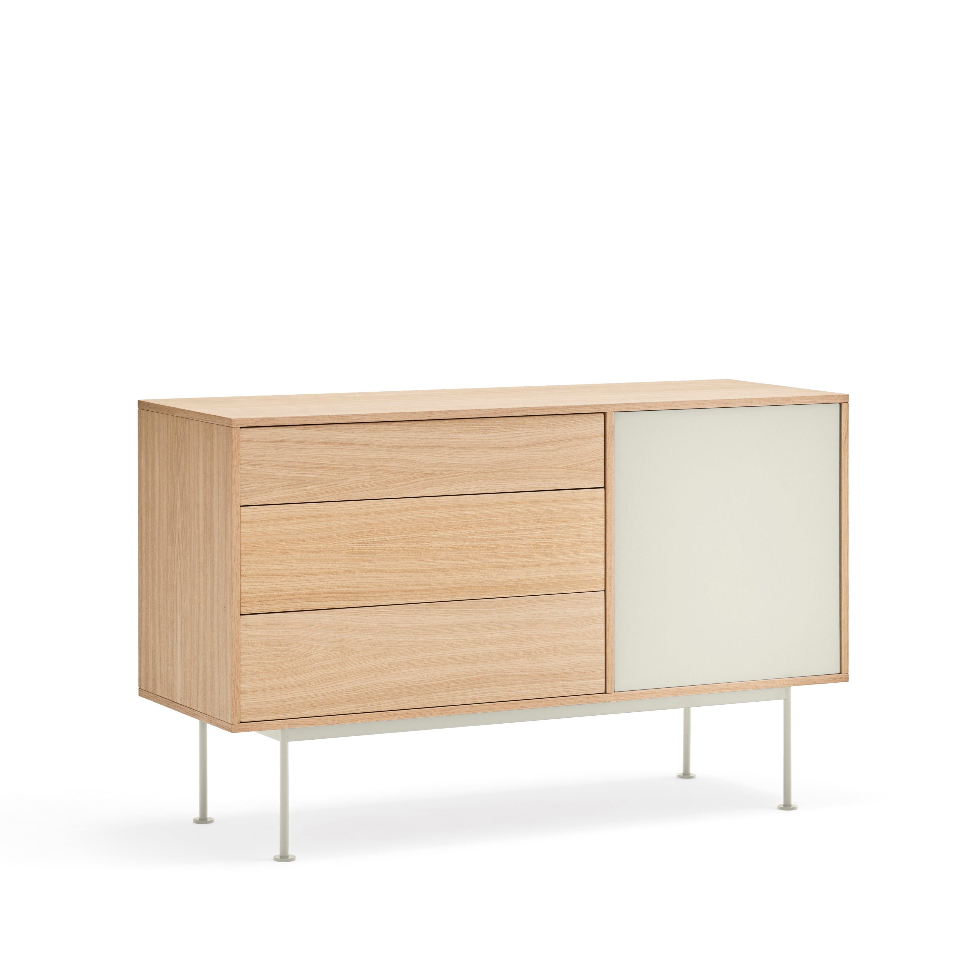 Buffet 3 tiroirs 1 porte 128x81 cm Yoko par Teulat en chêne crème