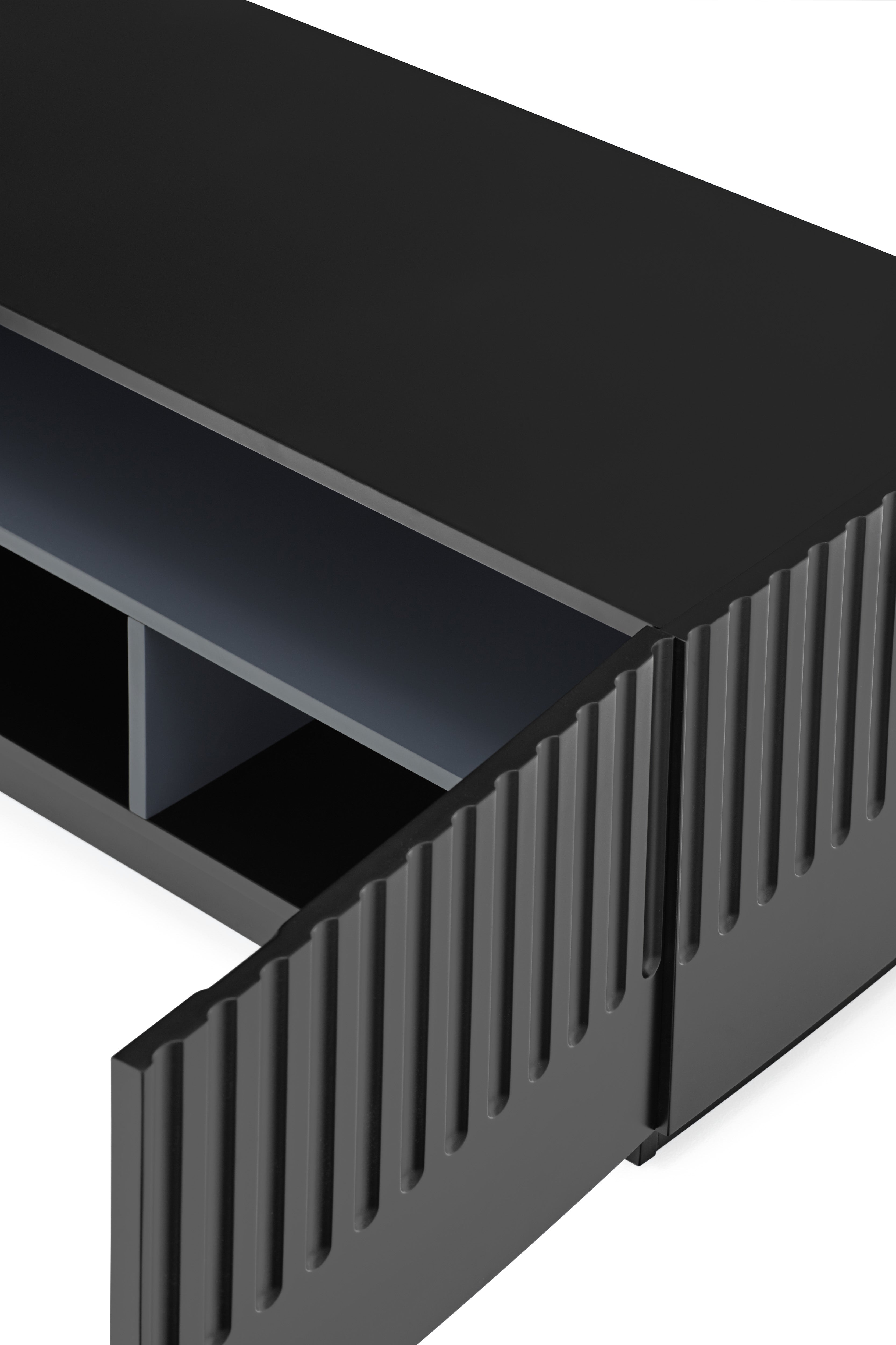 Meuble TV 4 portes 2 tiroirs 182x48 cm Doric de Teulat noir