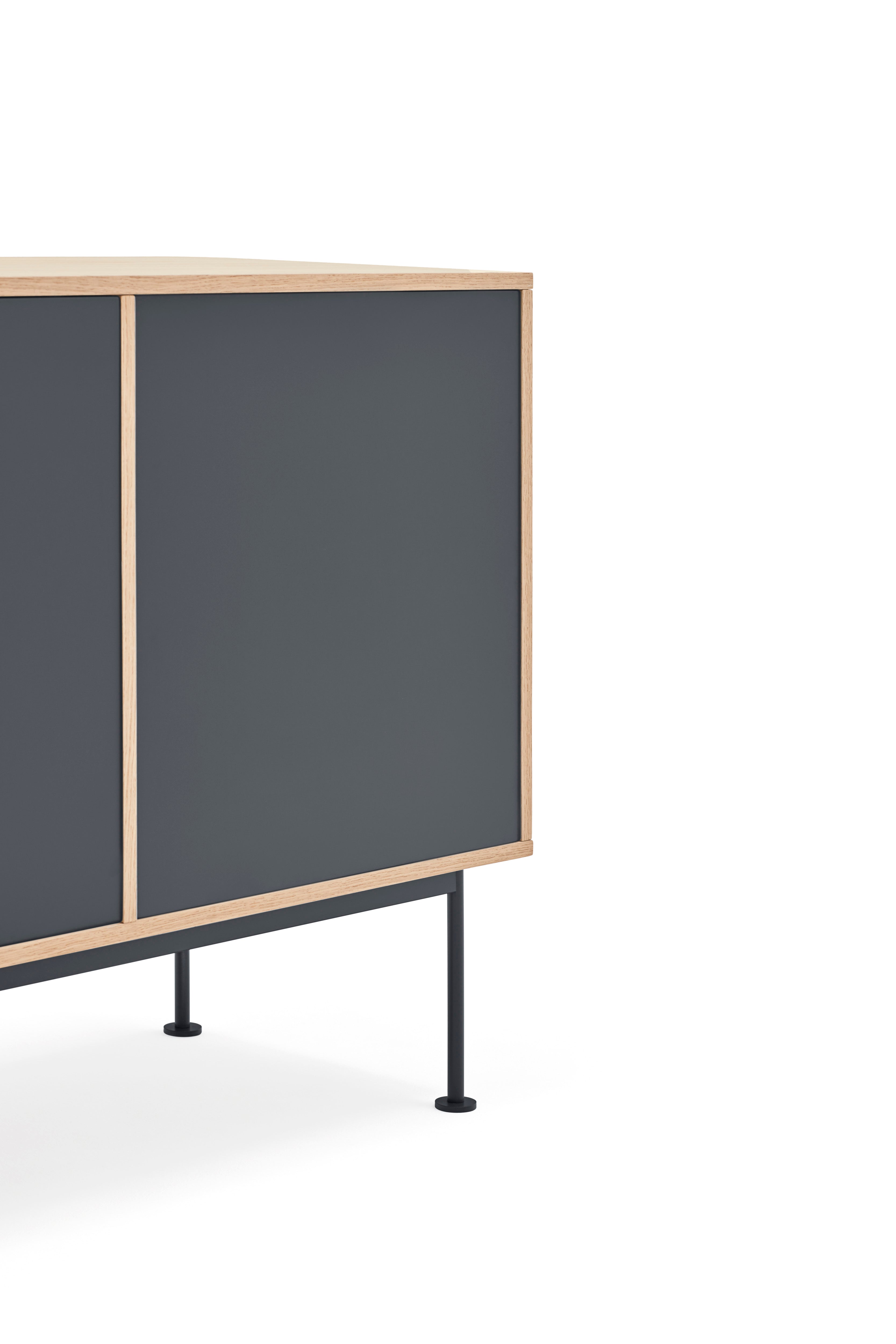 Buffet 3 tiroirs 2 portes 180x81 cm Yoko par Teulat chêne gris anthracite