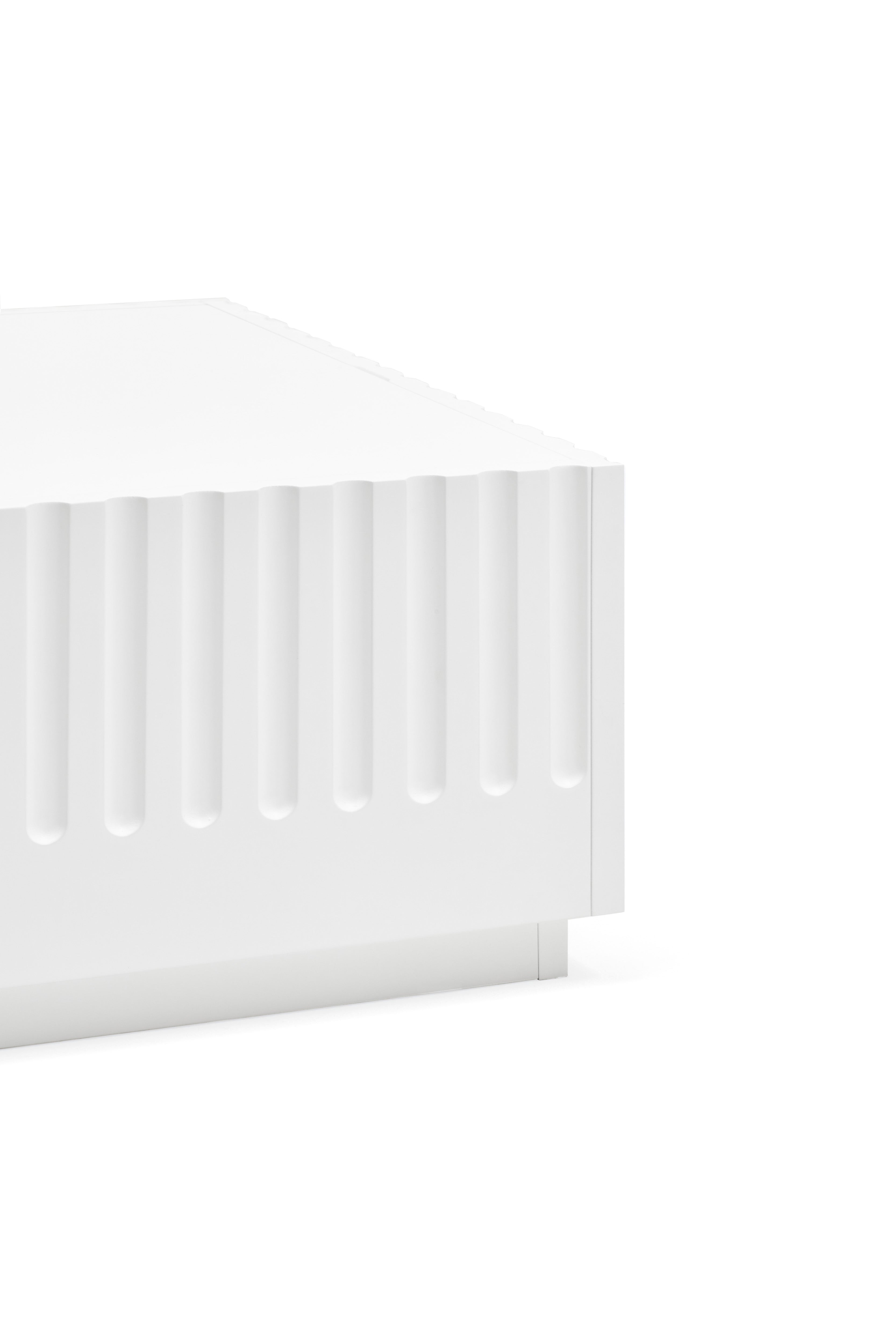 Table basse de salon rectangulaire 110x60 cm Doric de Teulat blanche