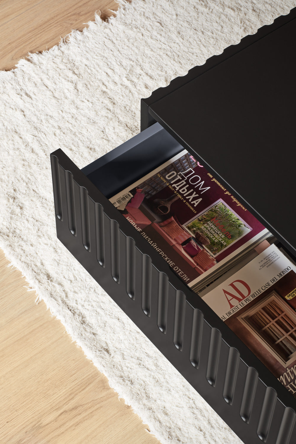 Table basse 2 tiroirs 110x60 cm Doric de Teulat noire