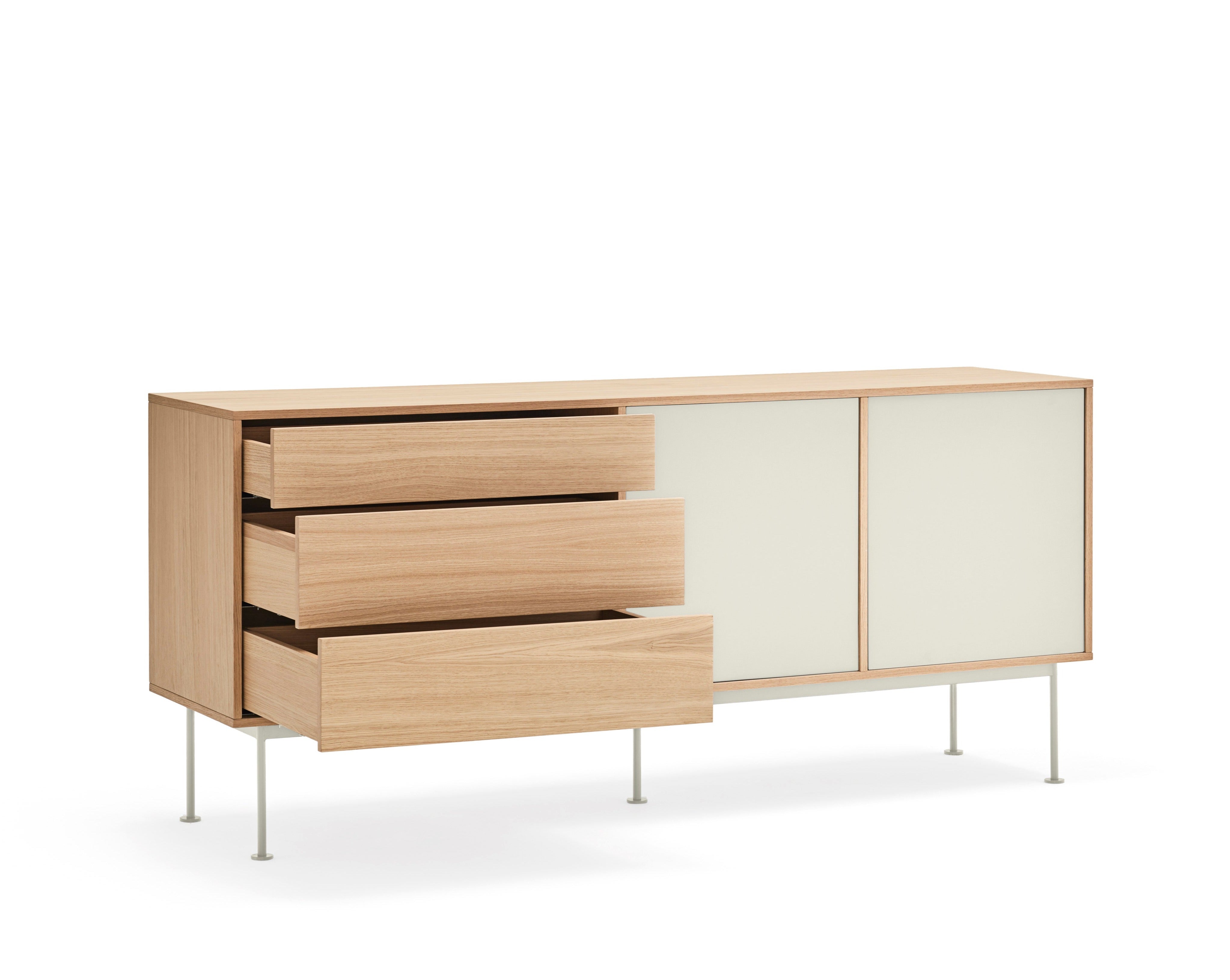Buffet 3 tiroirs 2 portes 180x81 cm Yoko par Teulat en chêne crème