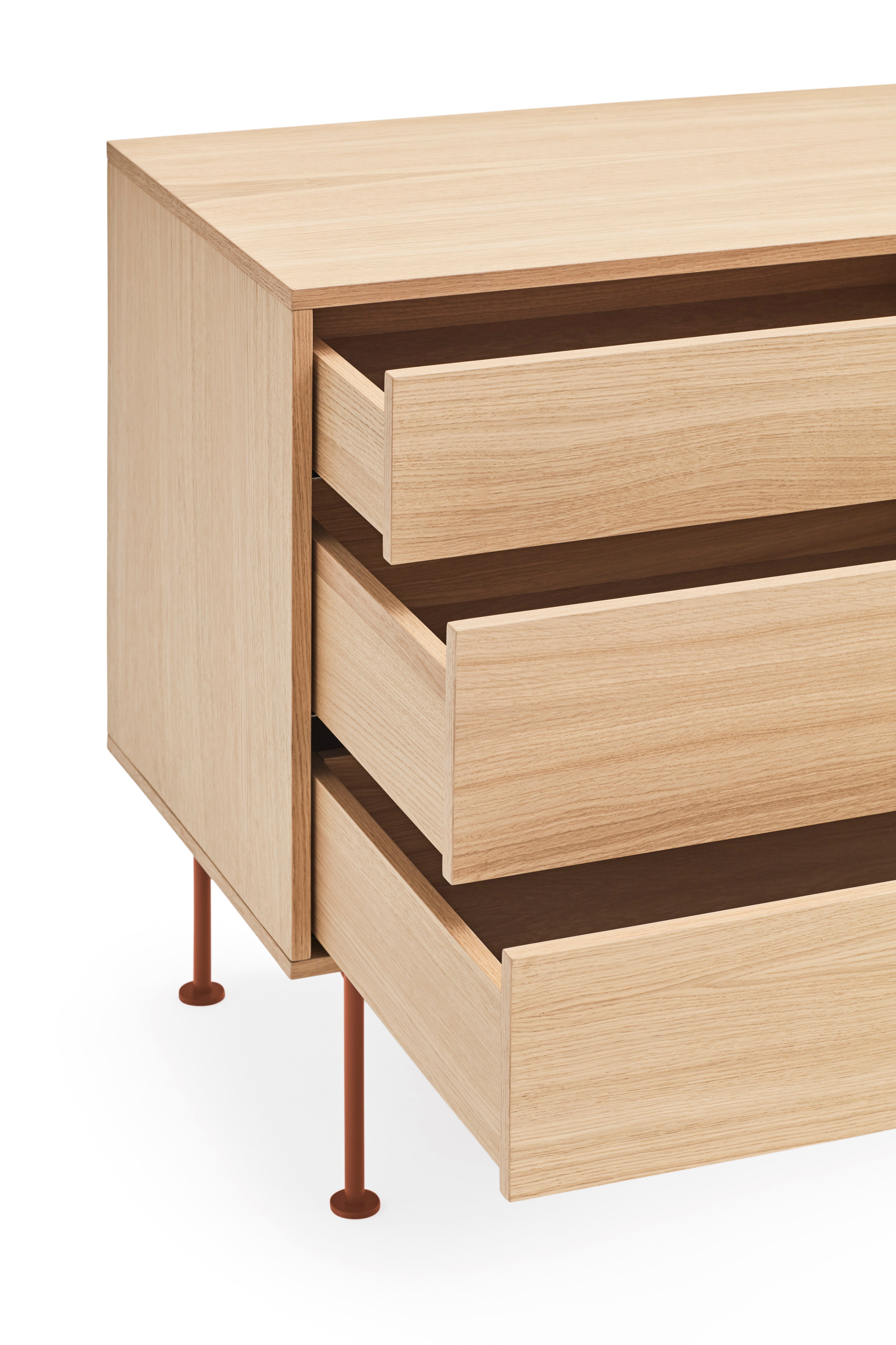 Buffet 3 tiroirs 2 portes 180x81 cm Yoko par Teulat chêne terre cuite
