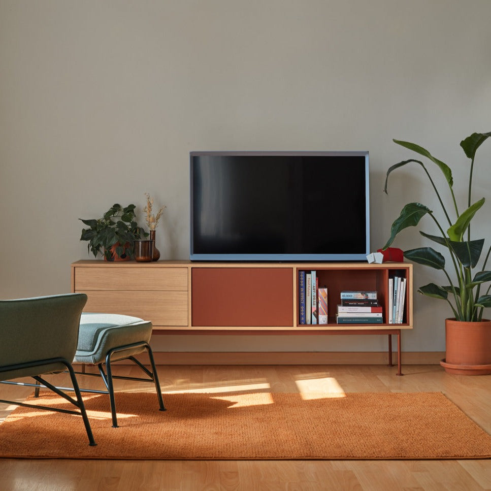 Meuble TV 180x59 cm Yoko PAR Teulat en chêne et en terre cuite