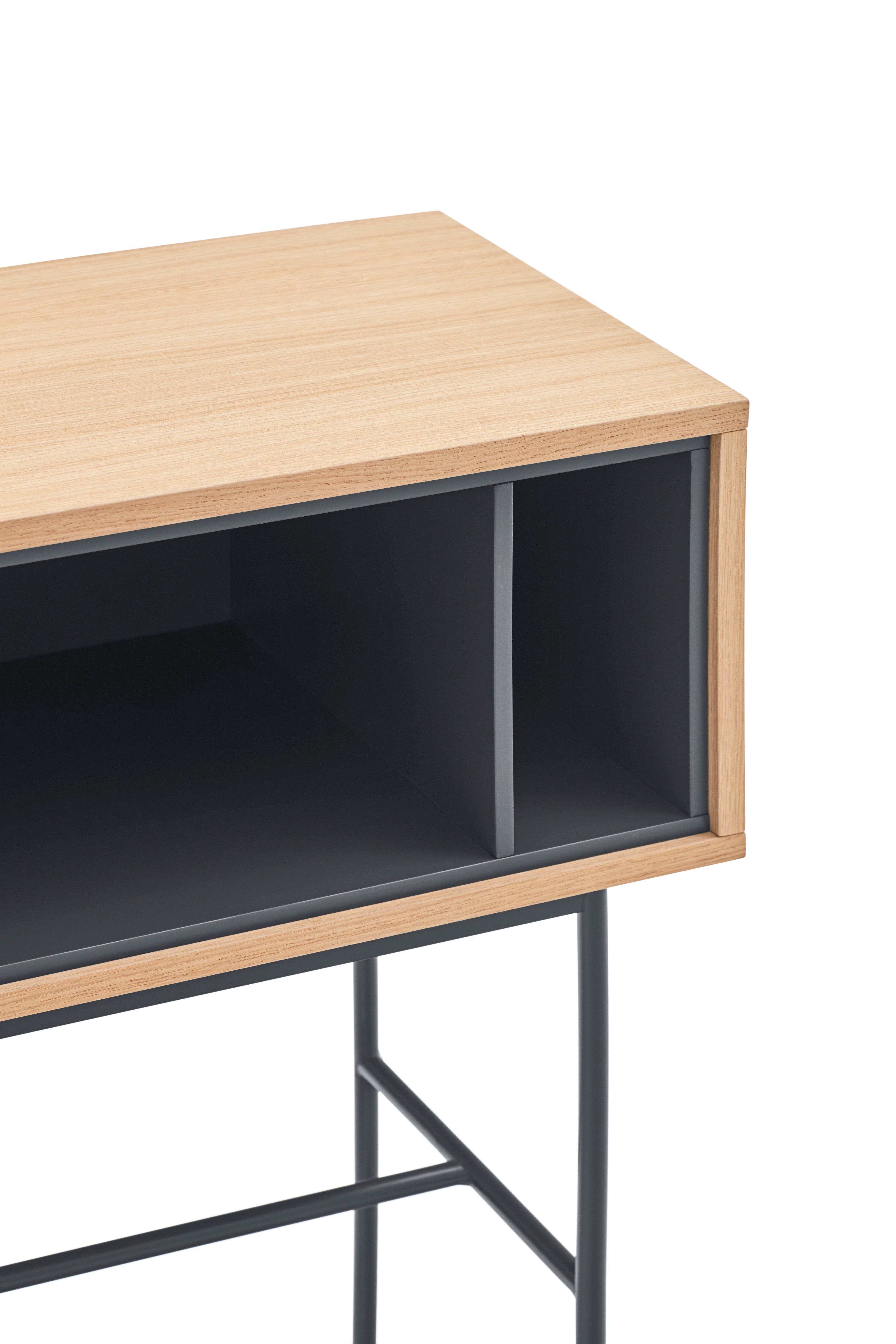 Console 2 tiroirs 120x80 cm Yoko par Teulat chêne gris anthracite