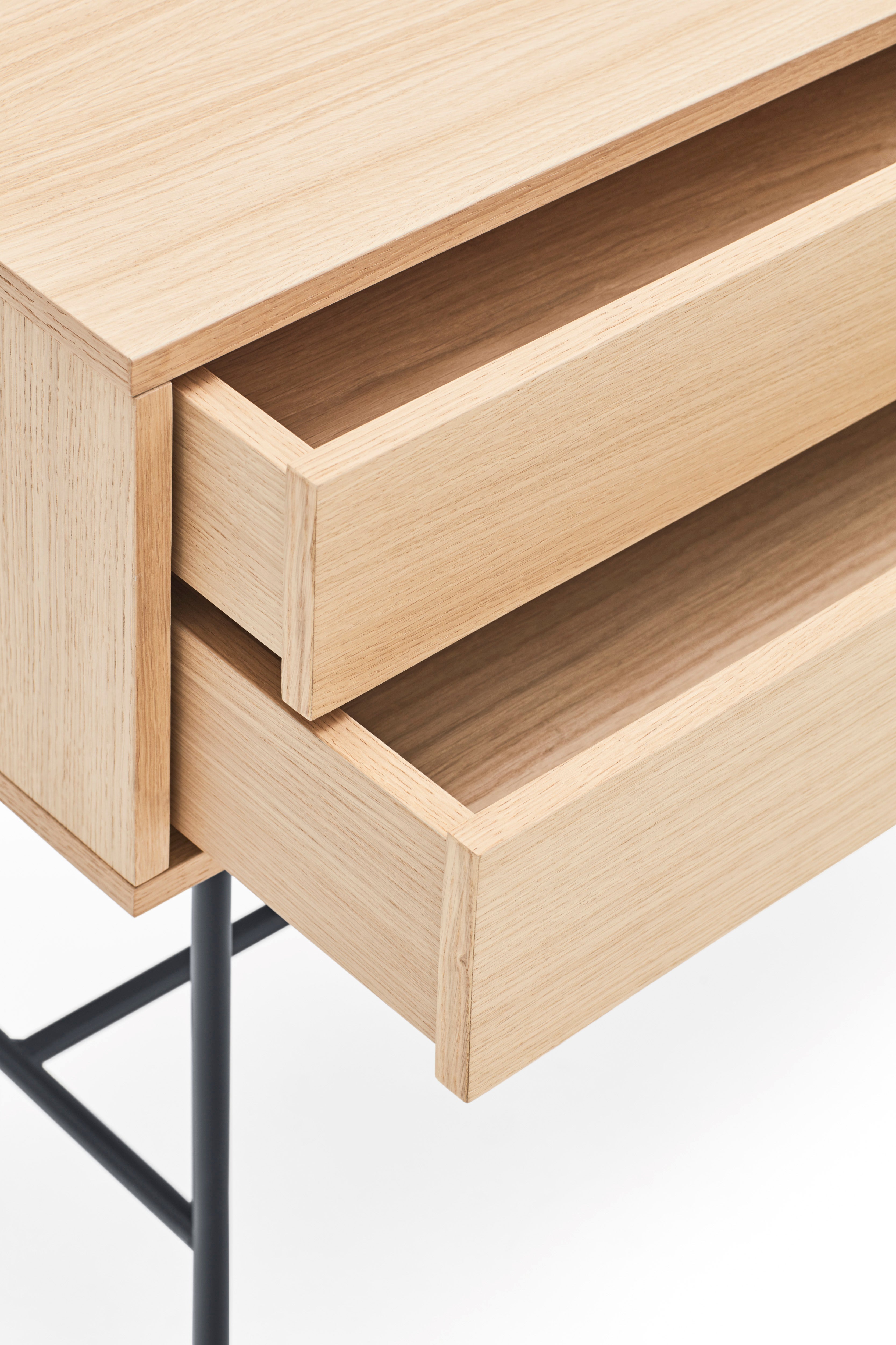 Console 2 tiroirs 120x80 cm Yoko par Teulat chêne gris anthracite