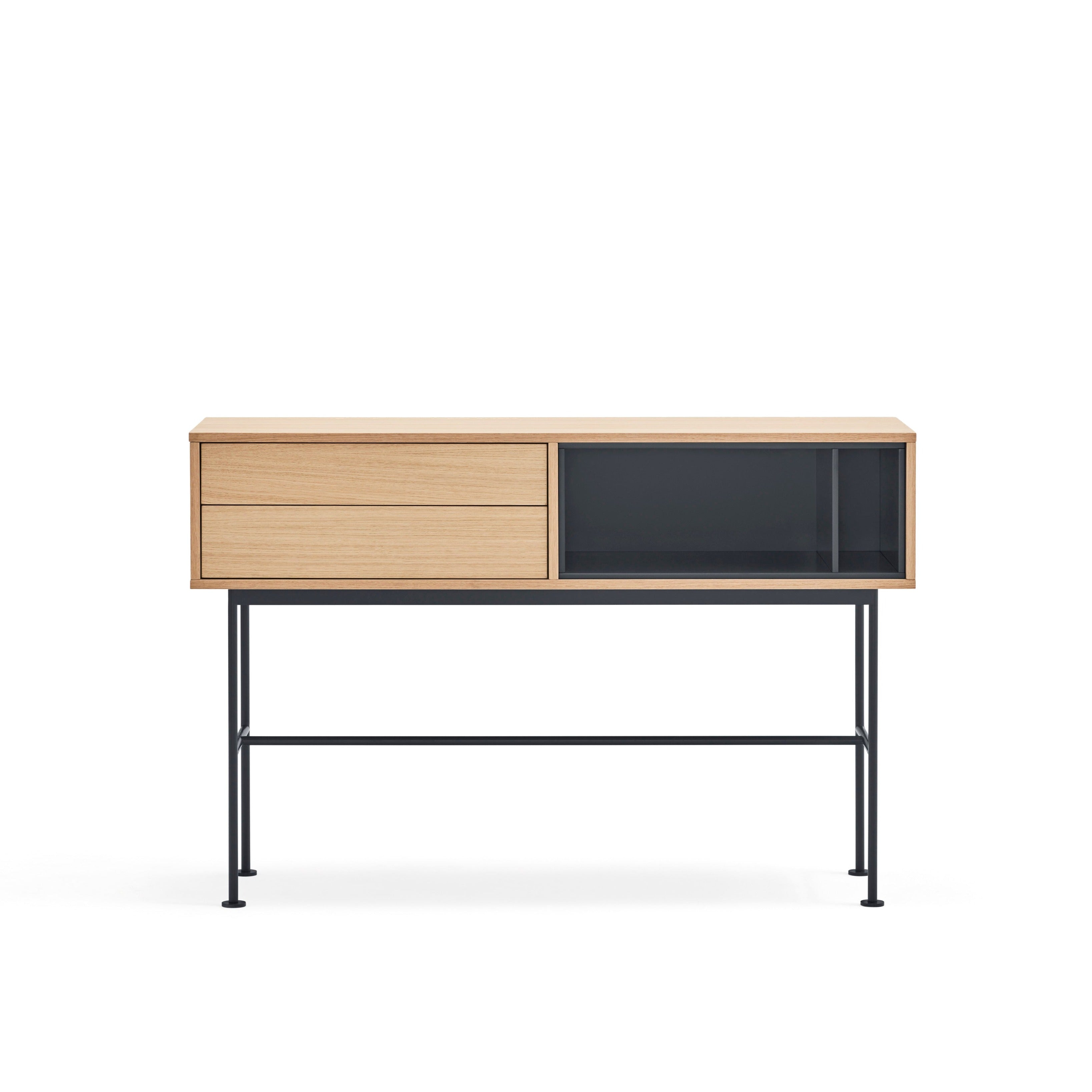 Console 2 tiroirs 120x80 cm Yoko par Teulat chêne gris anthracite