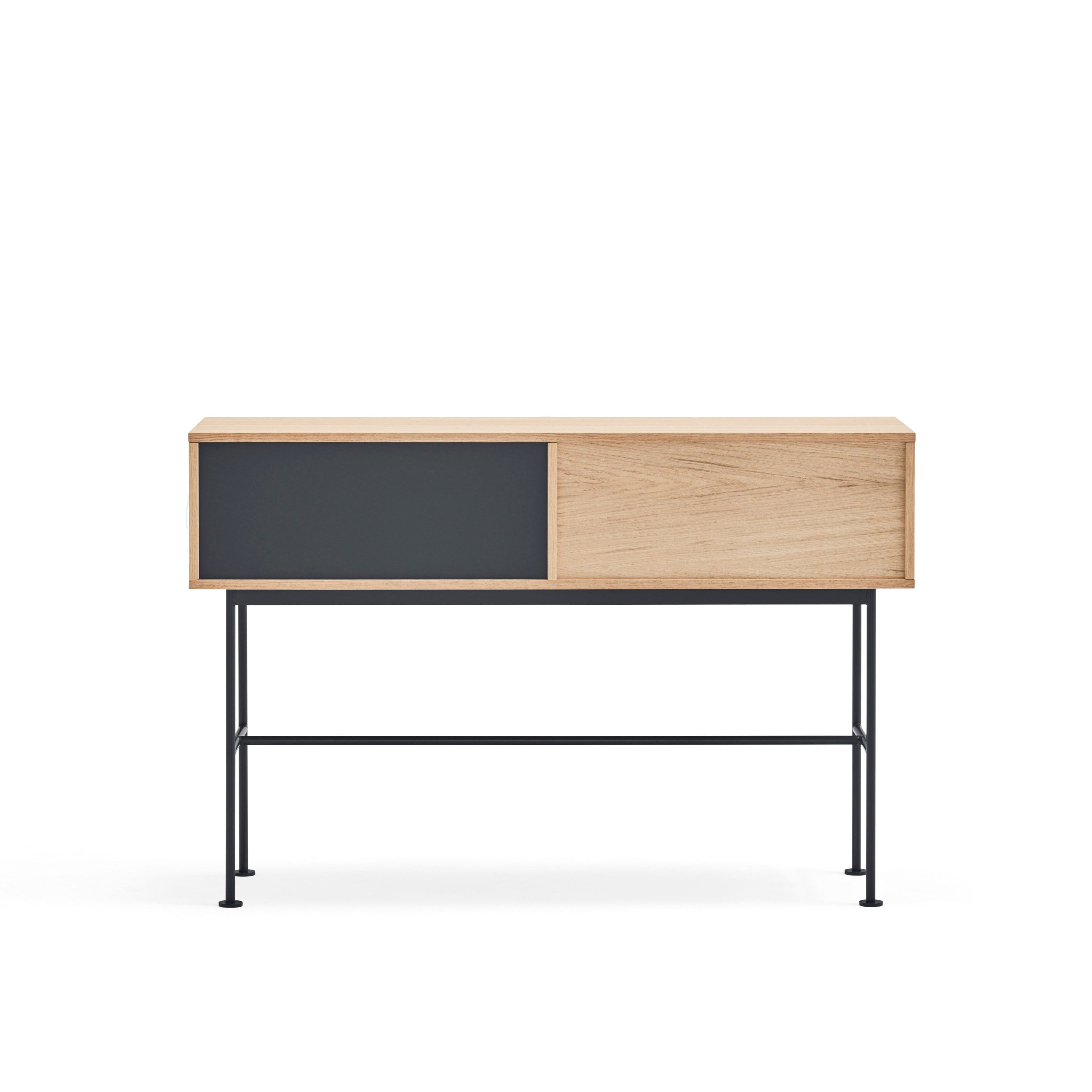 Console 2 tiroirs 120x80 cm Yoko par Teulat chêne gris anthracite