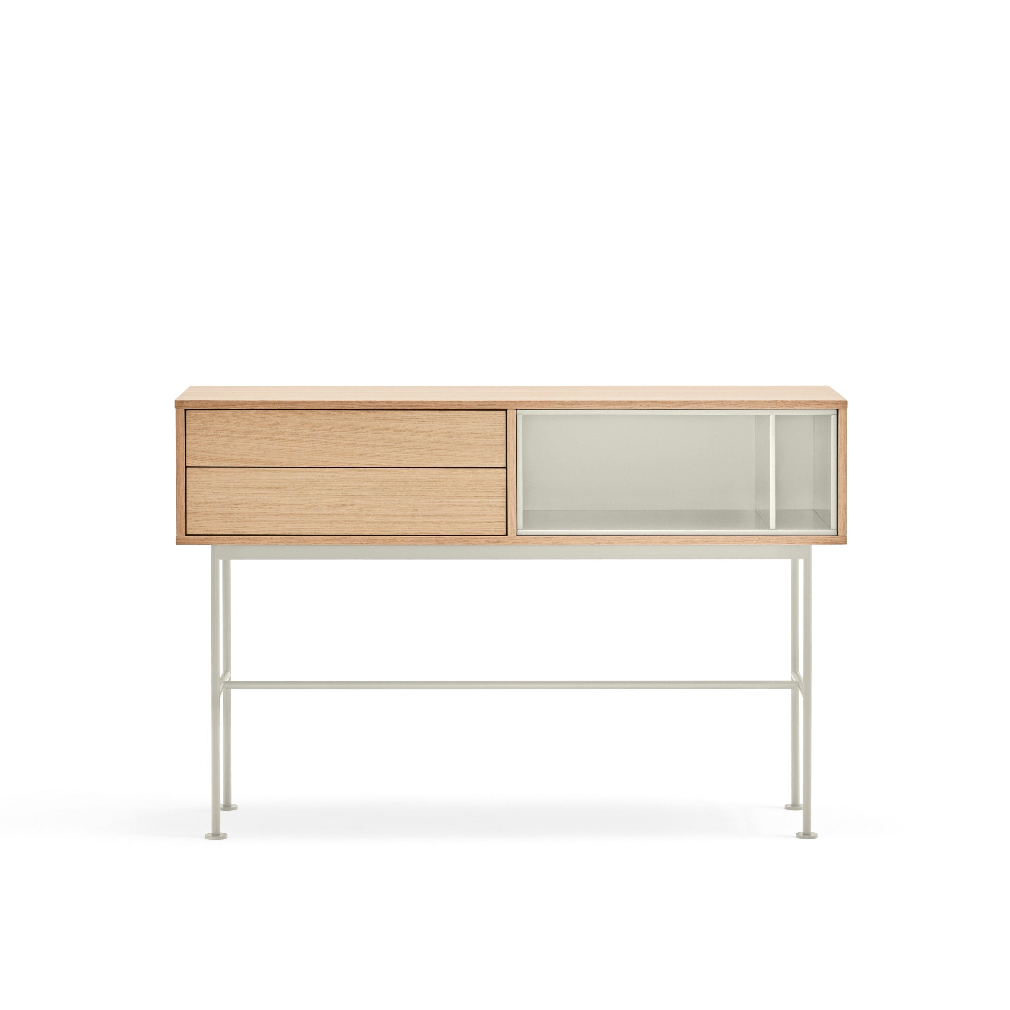 Console 2 tiroirs 120x80 cm Yoko par Teulat chêne crème