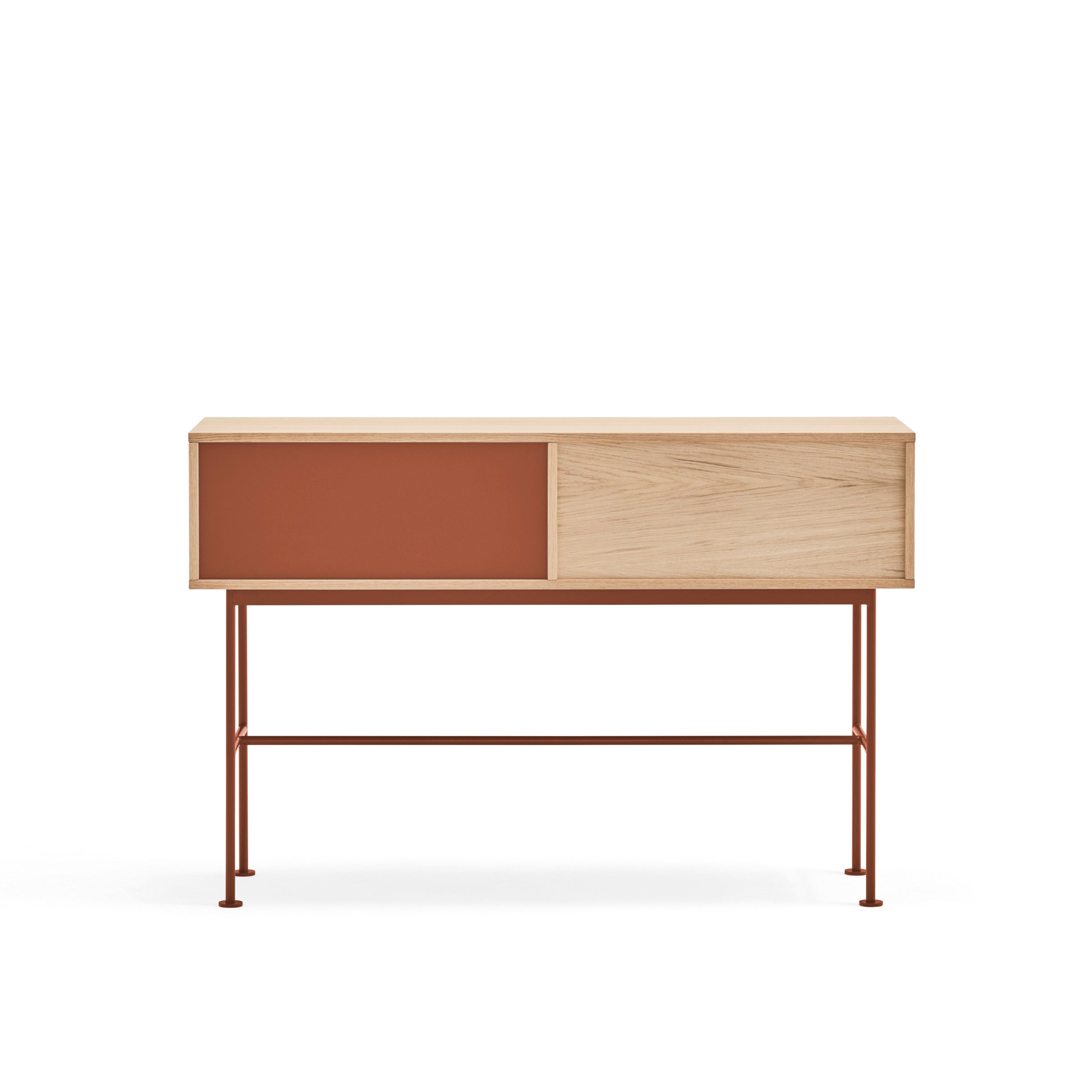 Console 2 tiroirs 120x80 cm Yoko par Teulat chêne et terre cuite