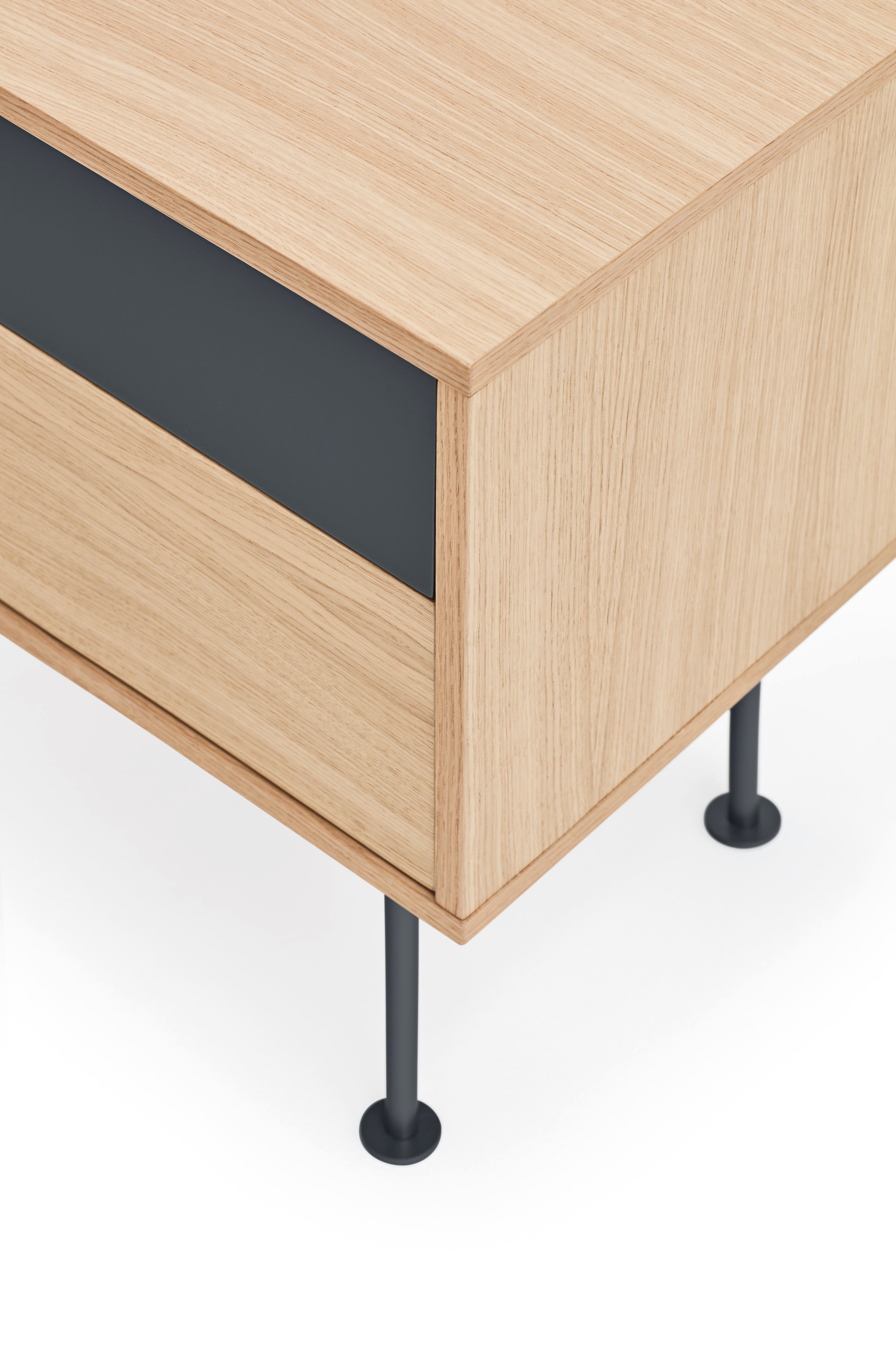 Table de chevet 2 tiroirs 52x59 cm Yoko chêne gris anthracite