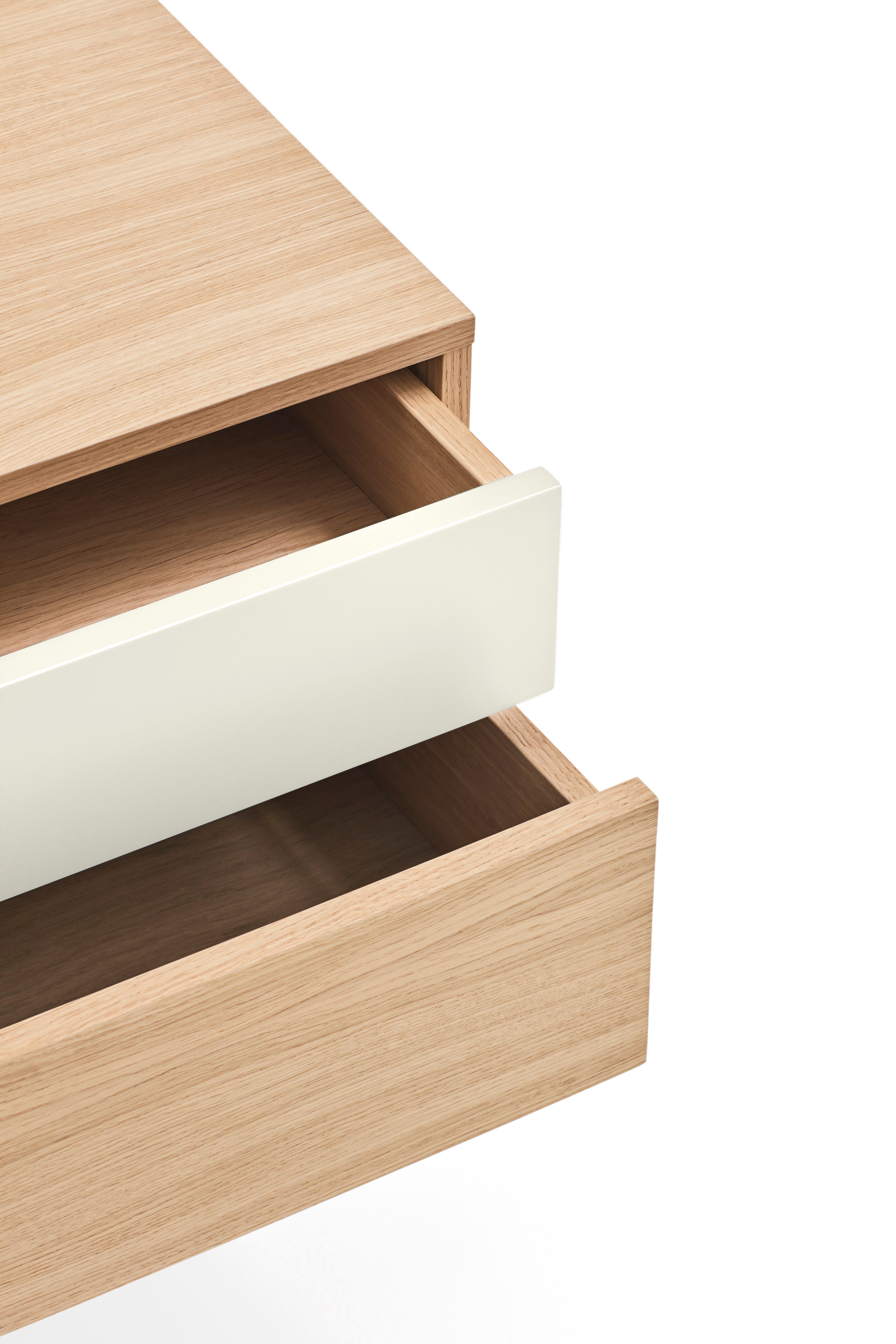 Table de chevet 2 tiroirs 52x59 cm Yoko chêne crème