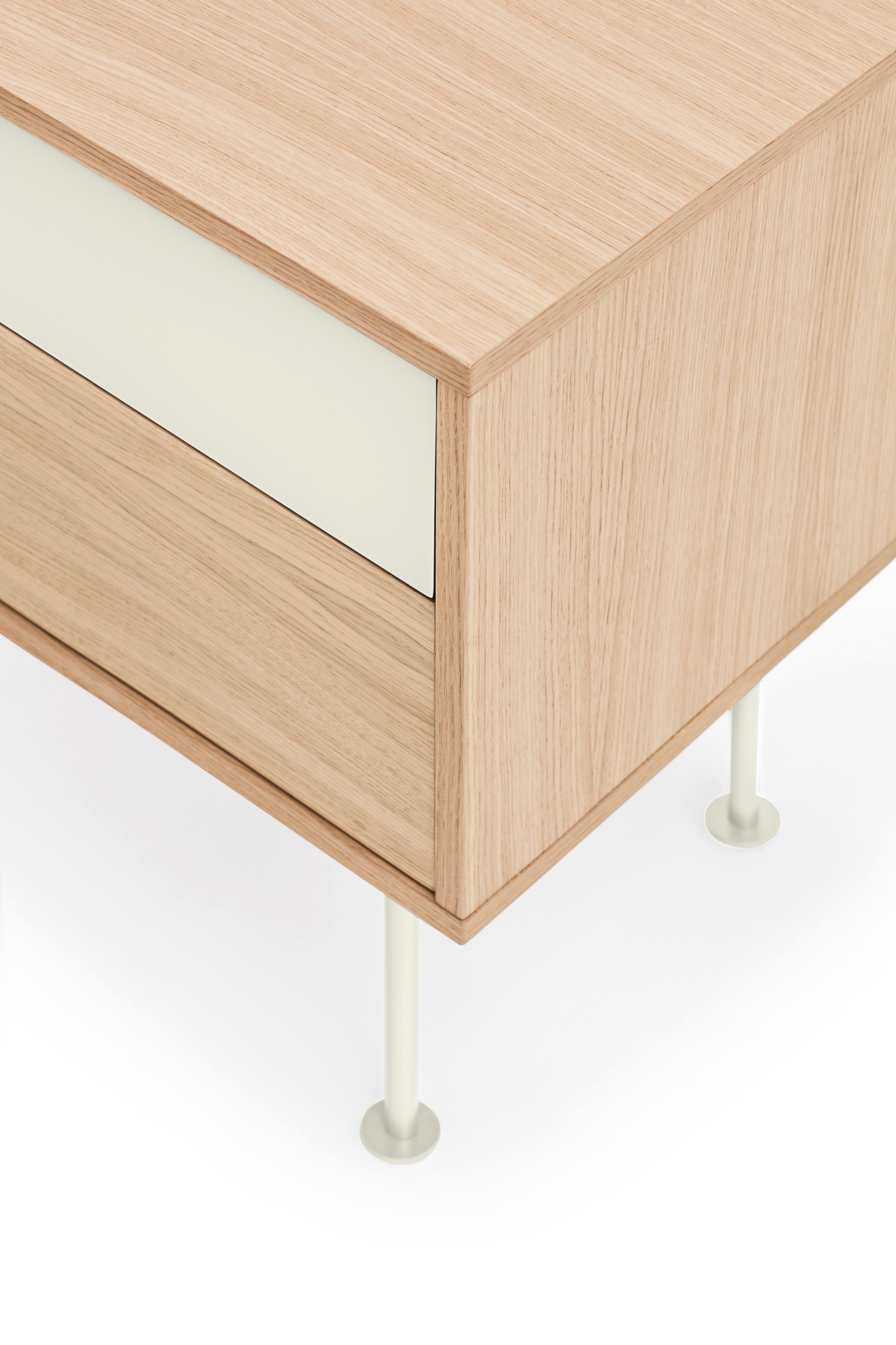 Table de chevet 2 tiroirs 52x59 cm Yoko chêne crème