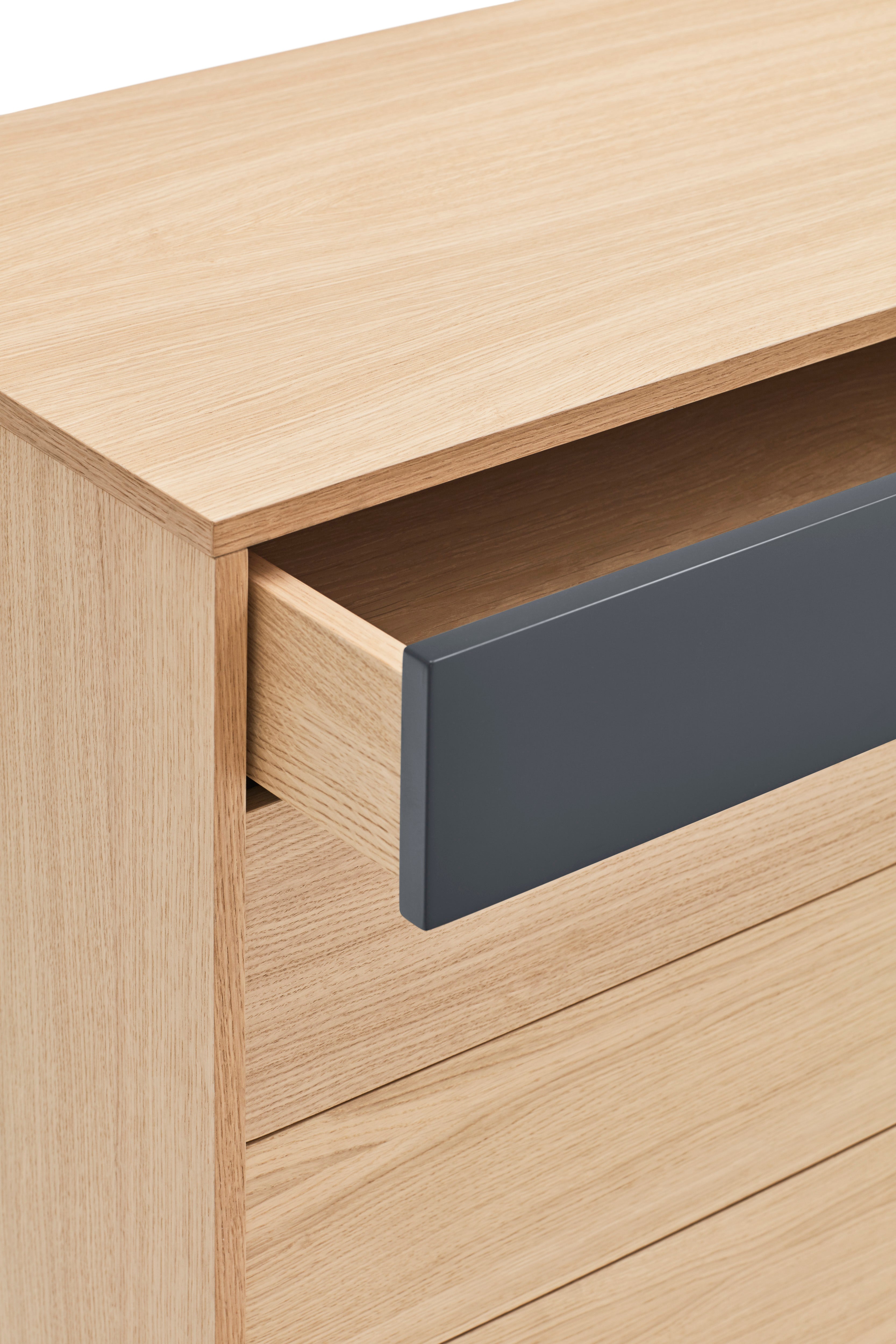 Commode 4 tiroirs 90x91 cm Yoko en chêne gris anthracite