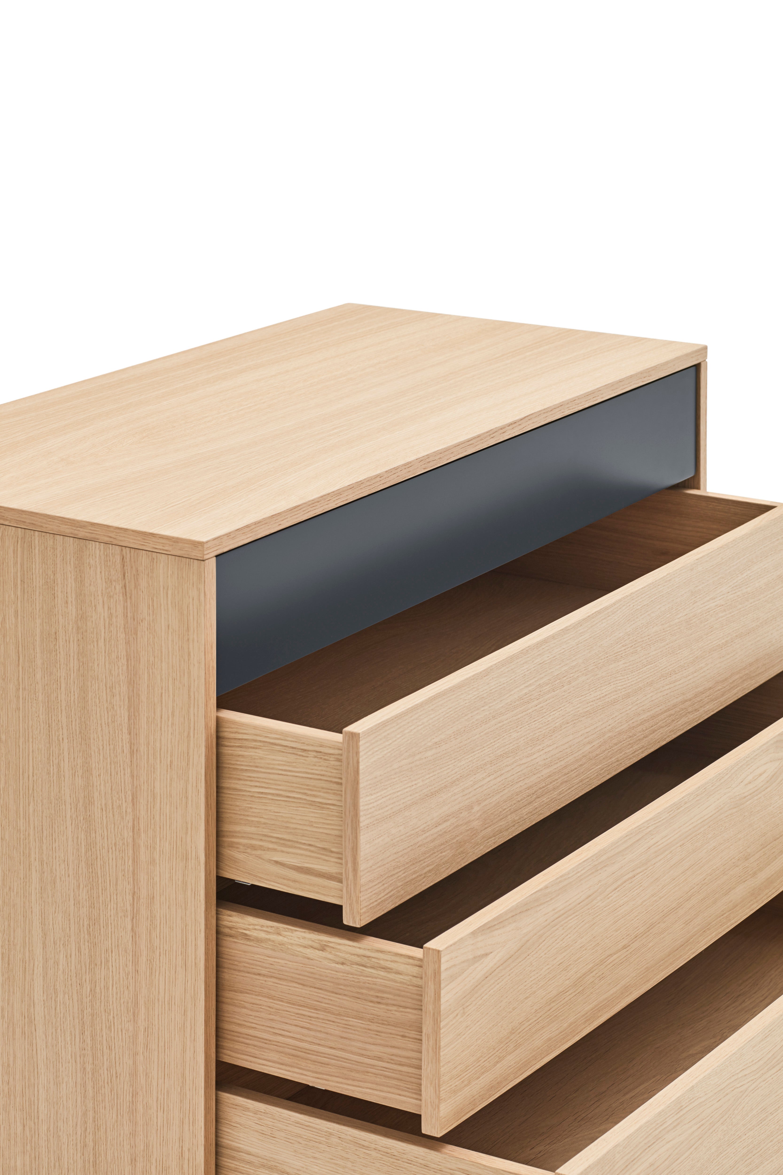 Commode 4 tiroirs 90x91 cm Yoko en chêne gris anthracite