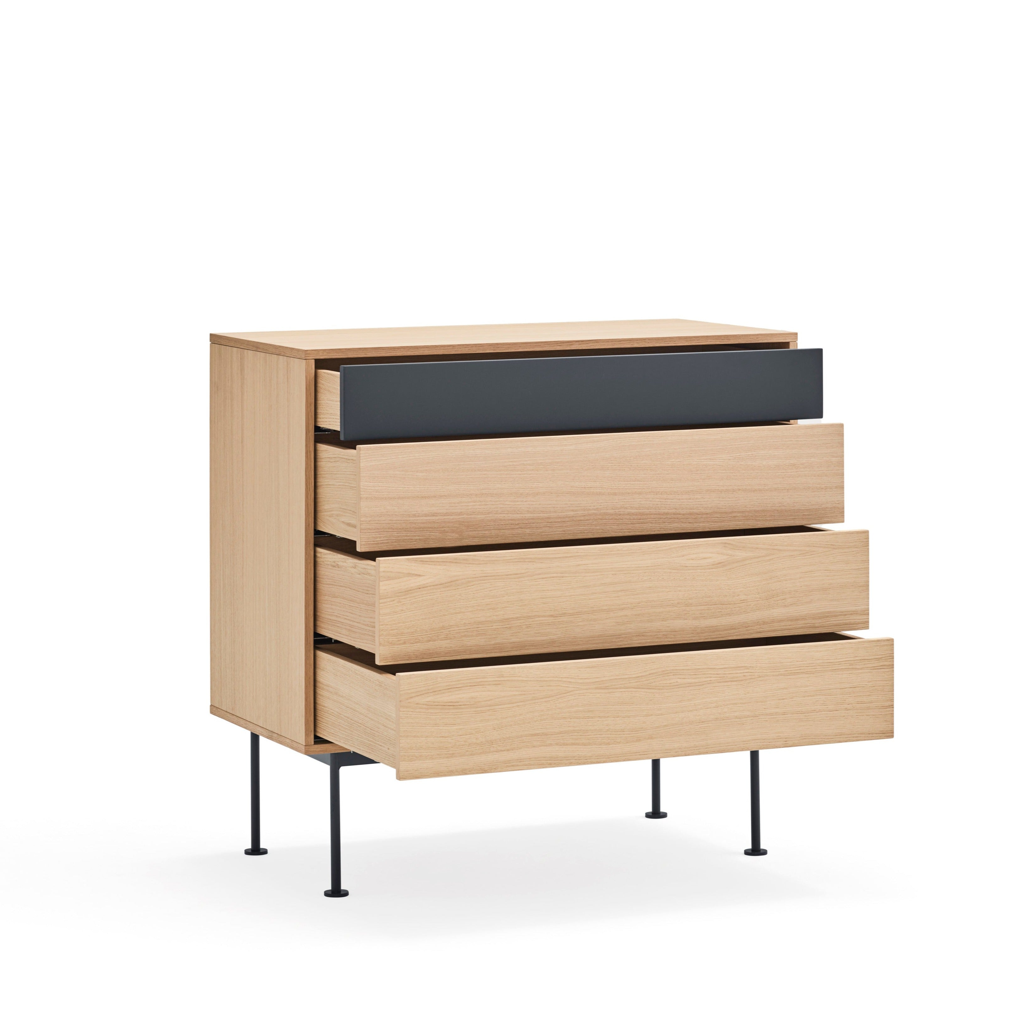 Commode 4 tiroirs 90x91 cm Yoko en chêne gris anthracite