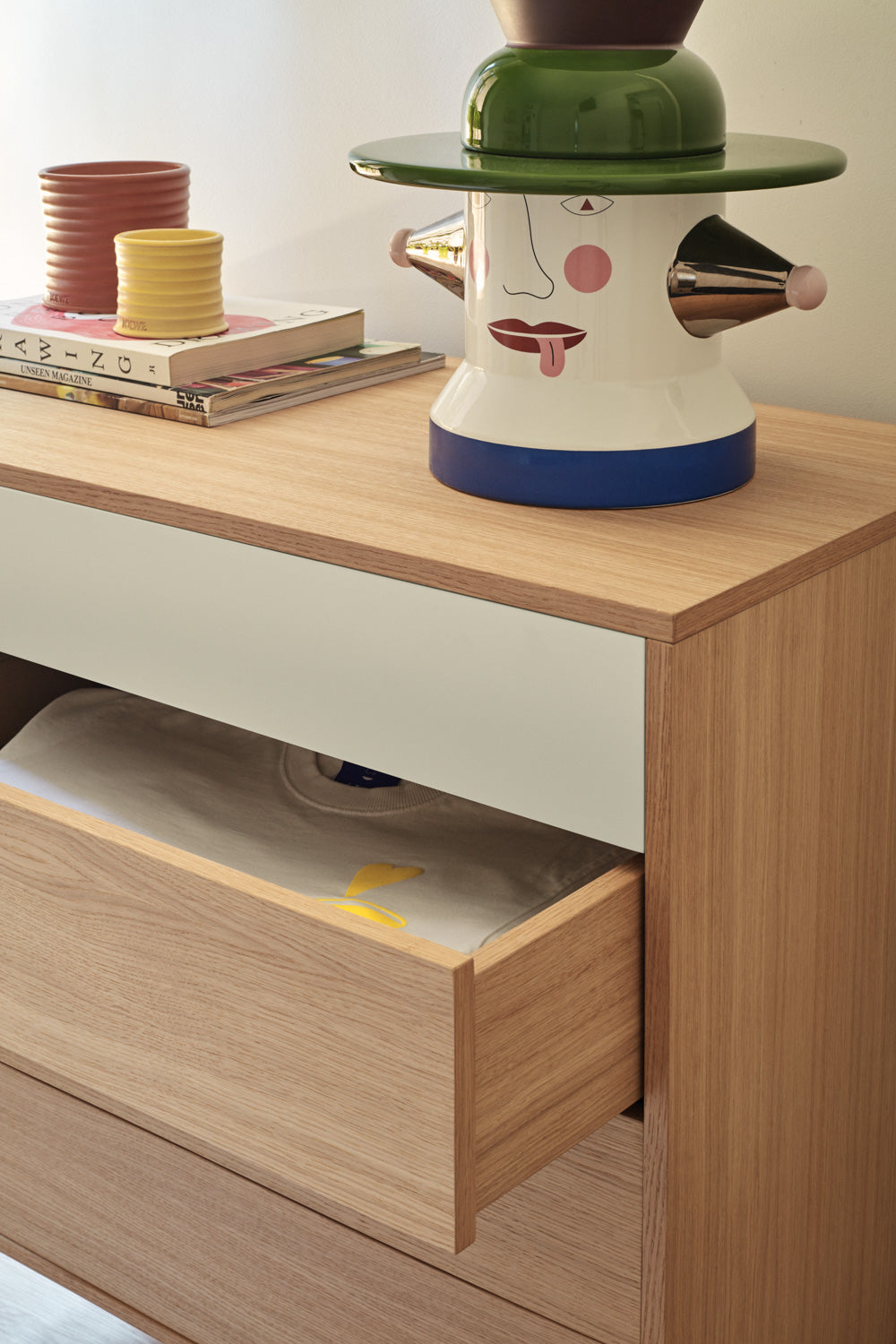 Commode 4 tiroirs 90x91 cm Yoko en chêne crème