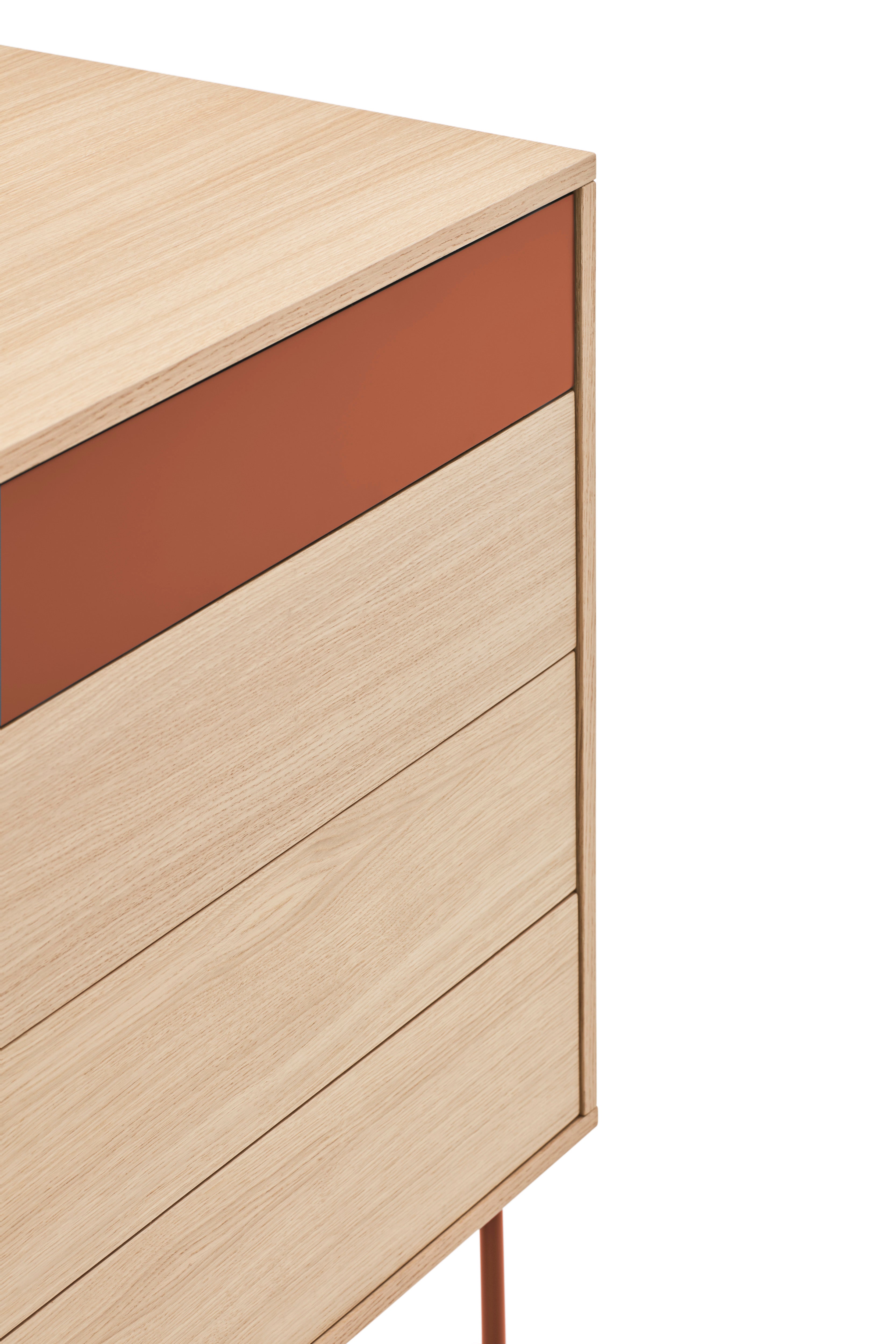 Commode 4 tiroirs 90x91 cm Yoko chêne et terre cuite